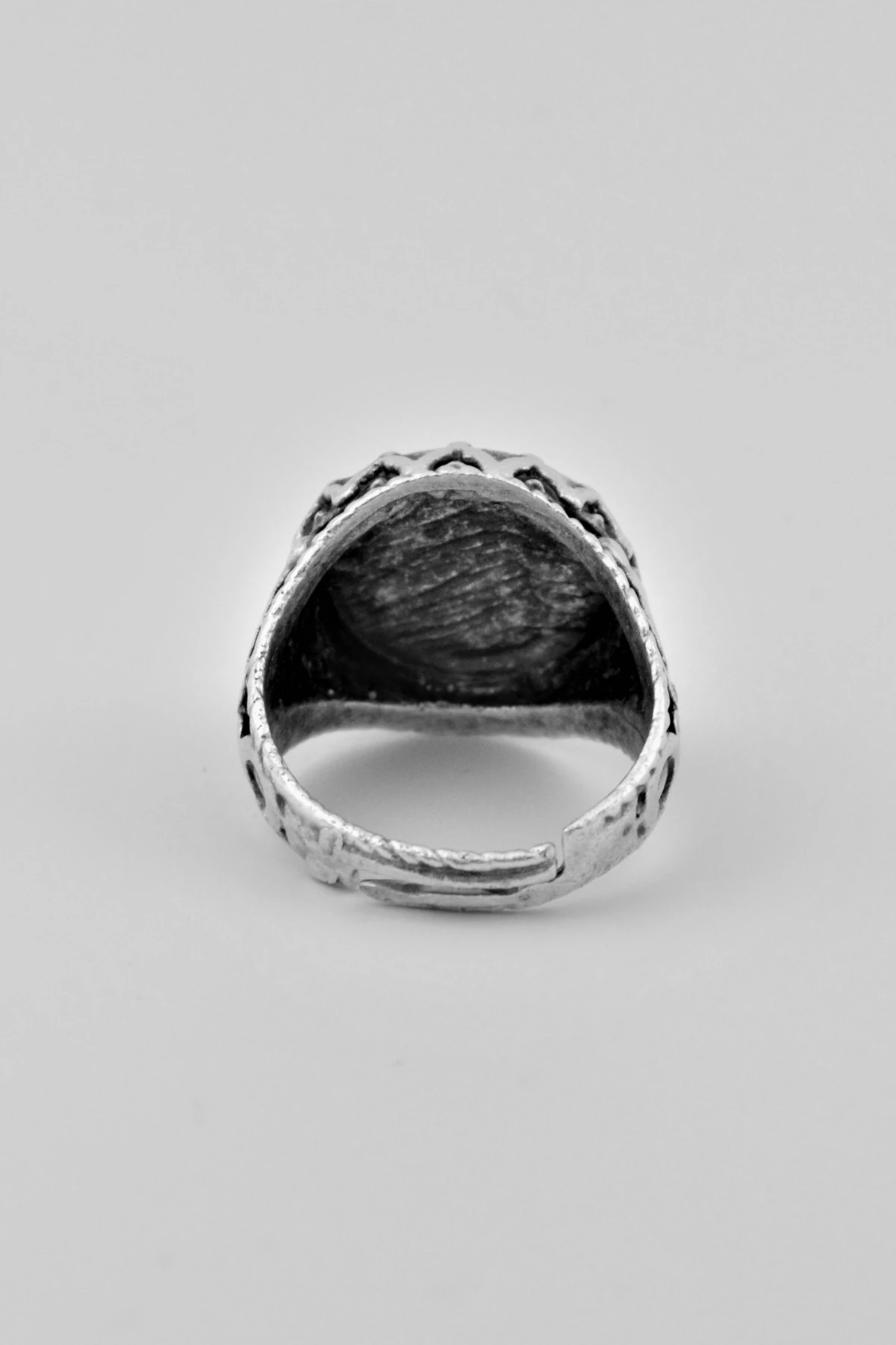 Arapça Yazılı Yuvarlak Gümüş Kaplama Ayarlamalı Kadın Erkek Yüzük