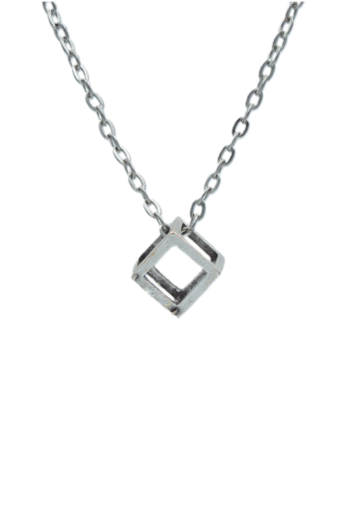 3'lü Çubuk Düz Bar Geometrik Küp Triagel Ok Ucu Erkek Kadın Kolye Seti