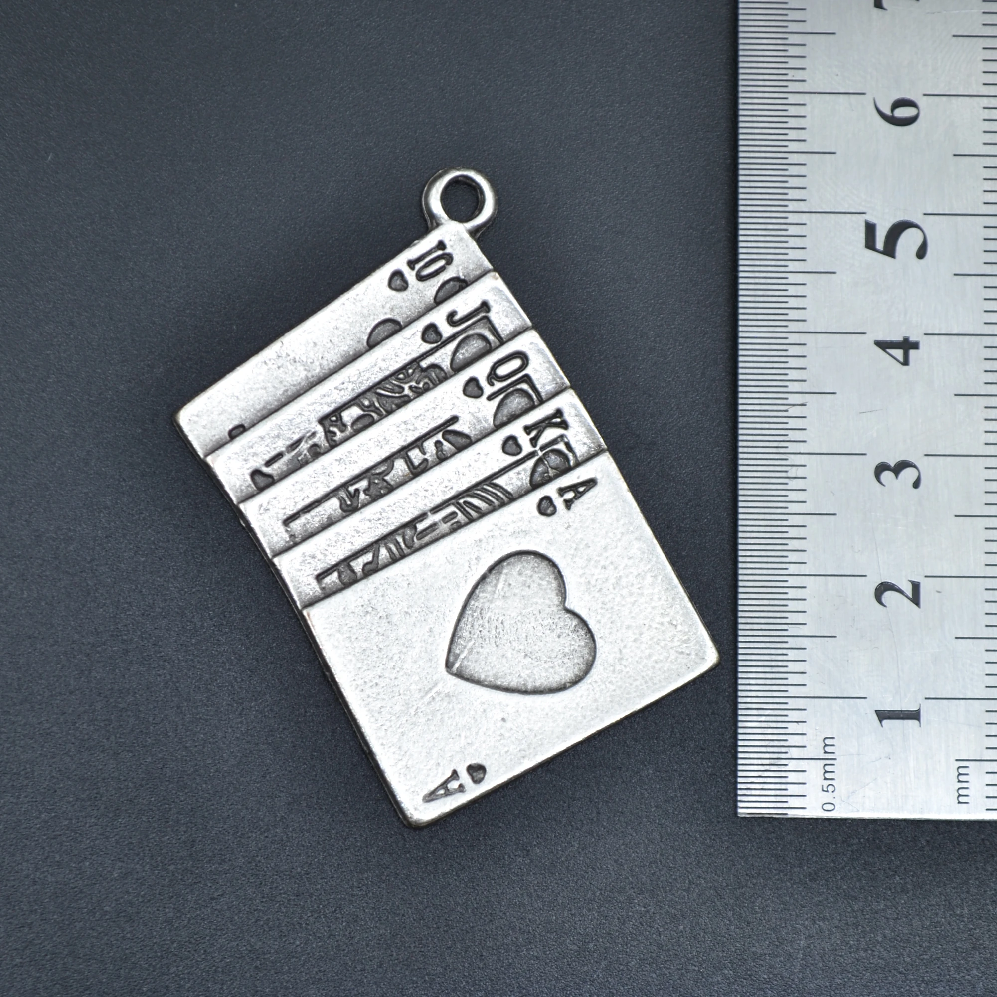 Poker- İskambil Kolye - Gümüş ( Silver ) Renk - 60 cm Düz Ezme Zincir Kolye