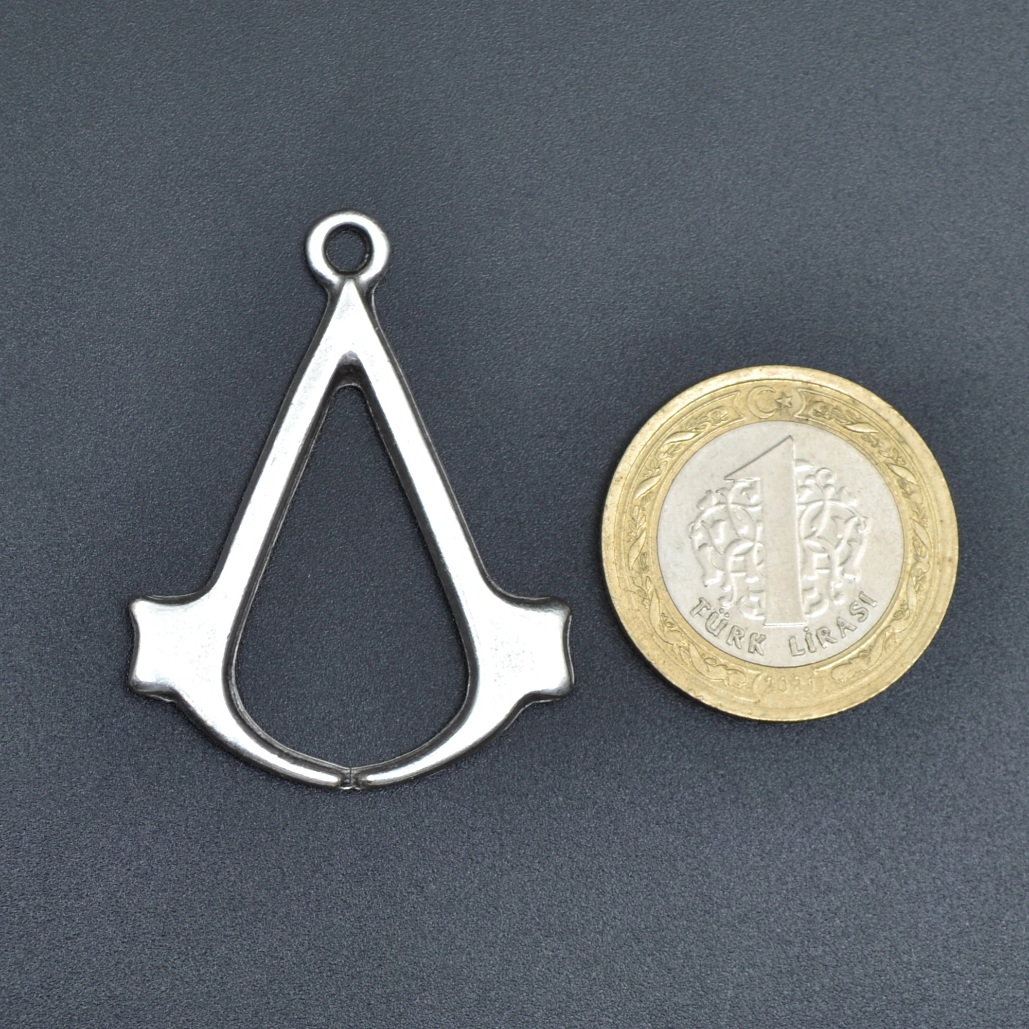 Assassin's Creed Kolye - Gümüş ( Silver ) Renk - 60 cm Örme Zincir Kolye