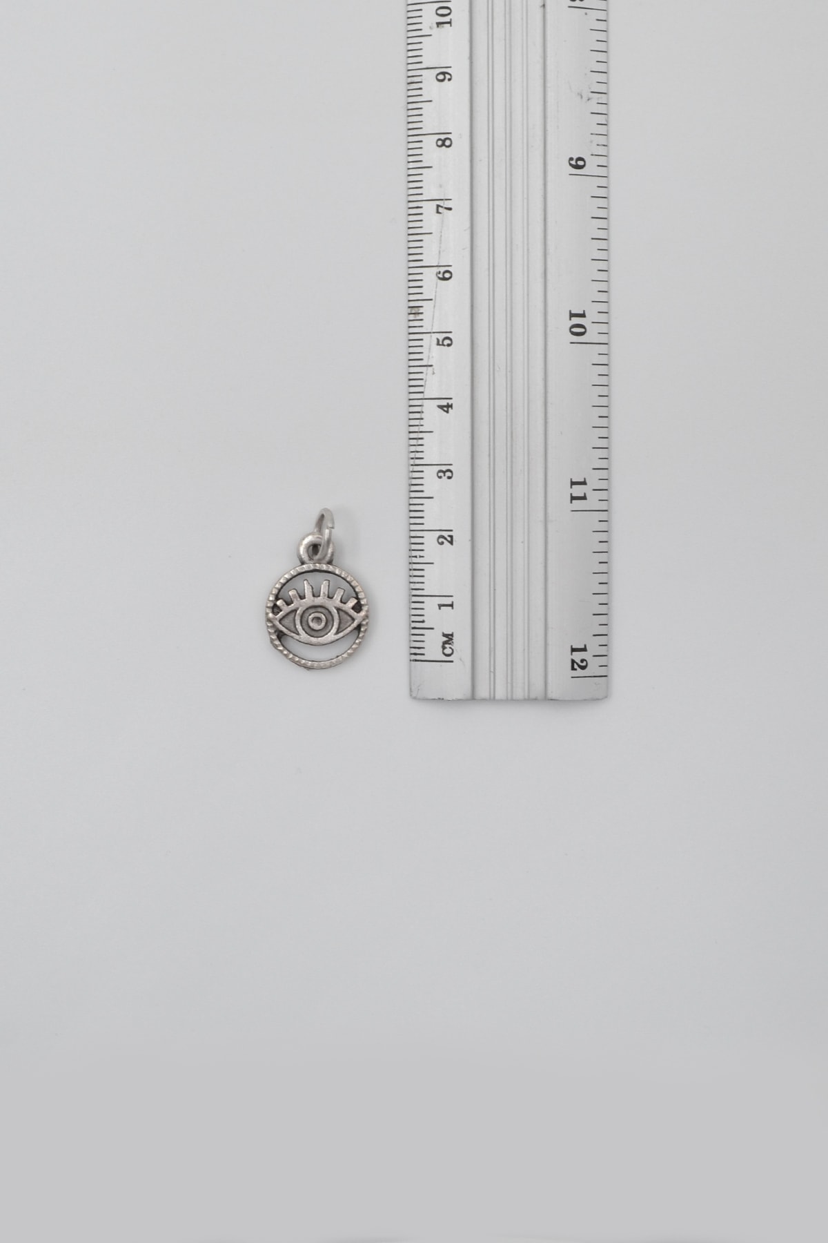 Minimalist Göz - Nazar Düz Ezme Zincir Kolye - Antik Gümüş Kaplama - Kadın Erkek - 60 cm