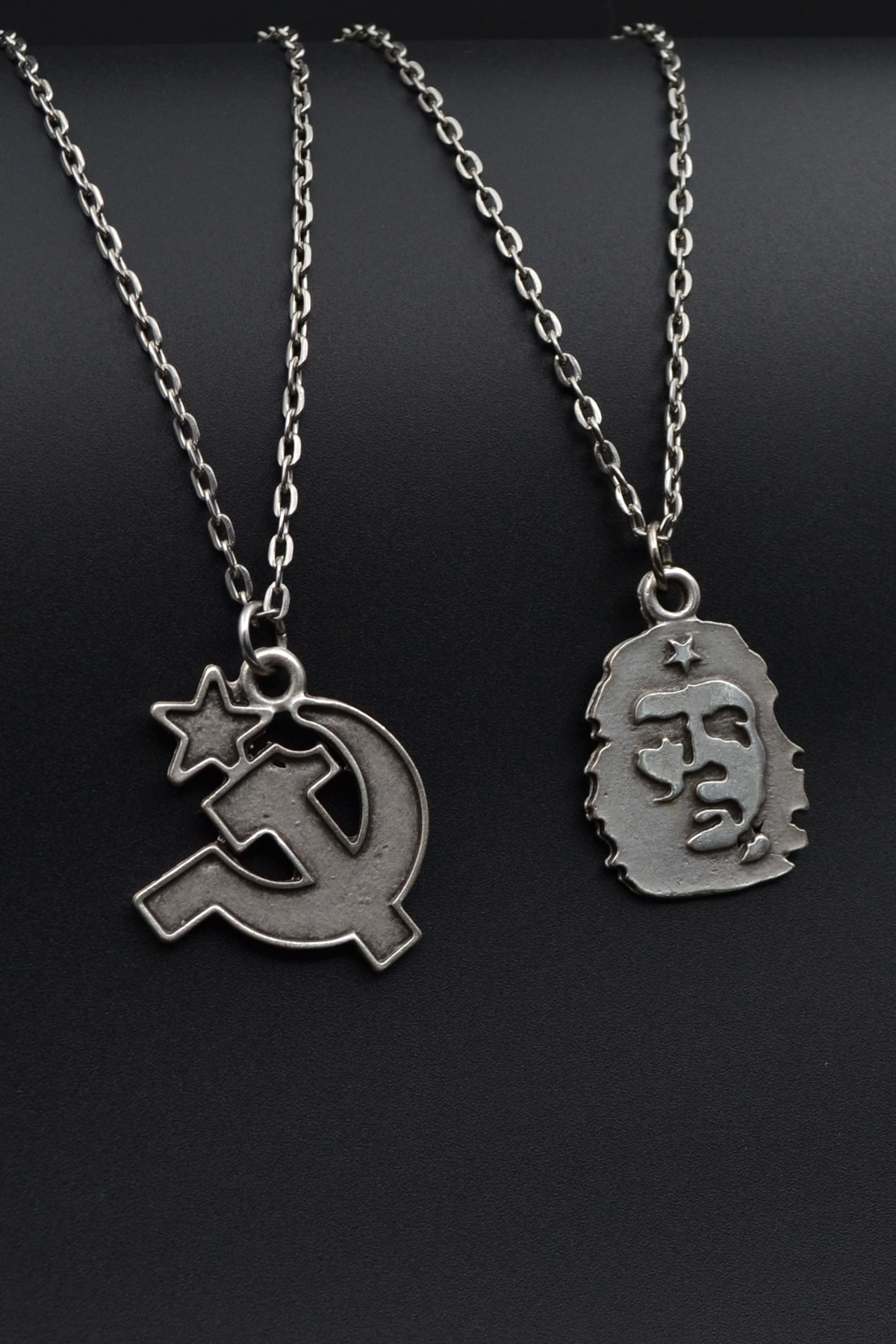 2'li Che Guevare - Orak Çekiç Erkek Kadın Kolye Seti