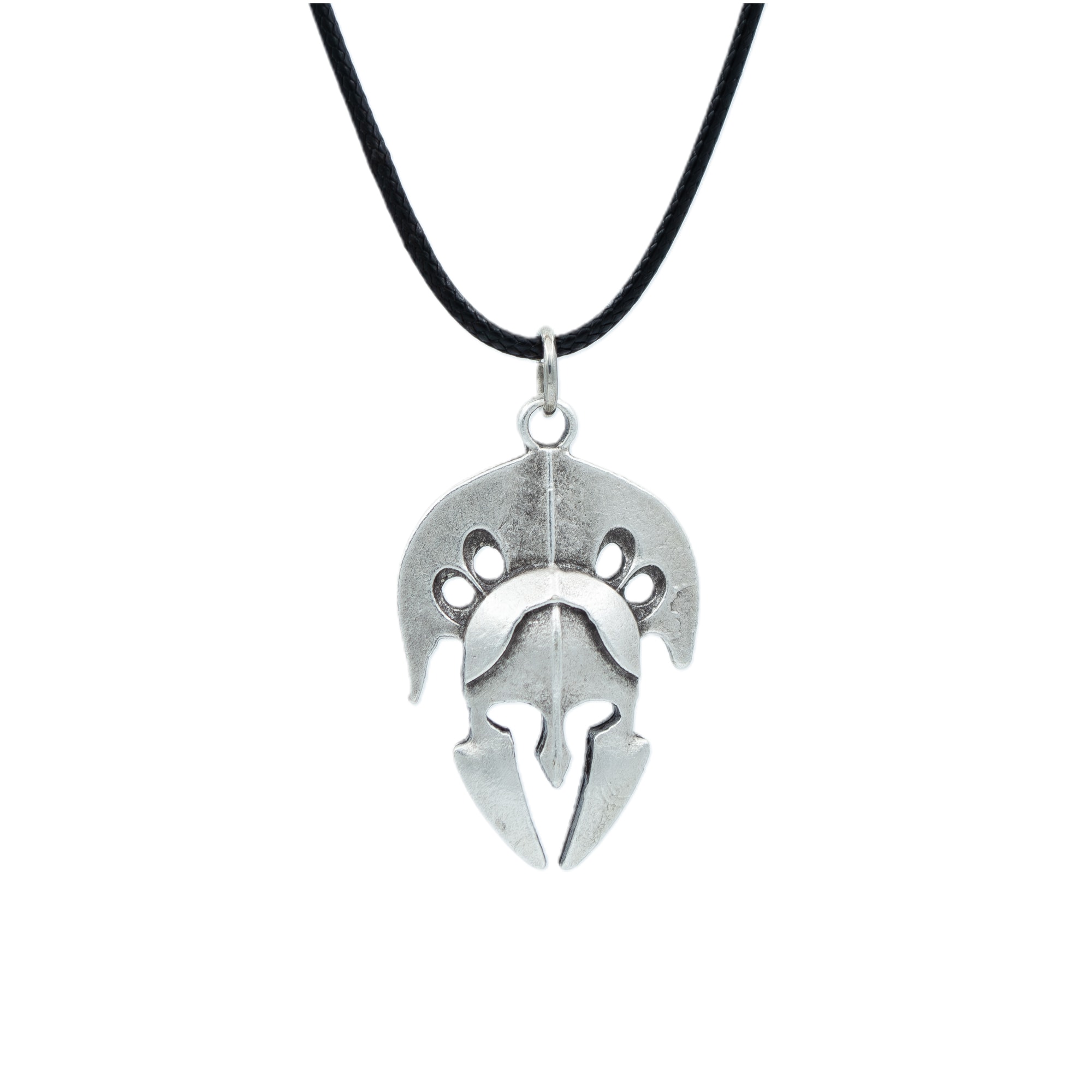 Gladyatör Miğfer Kolye - Gümüş ( Silver ) Renk - 60 cm Deri İp Kolye