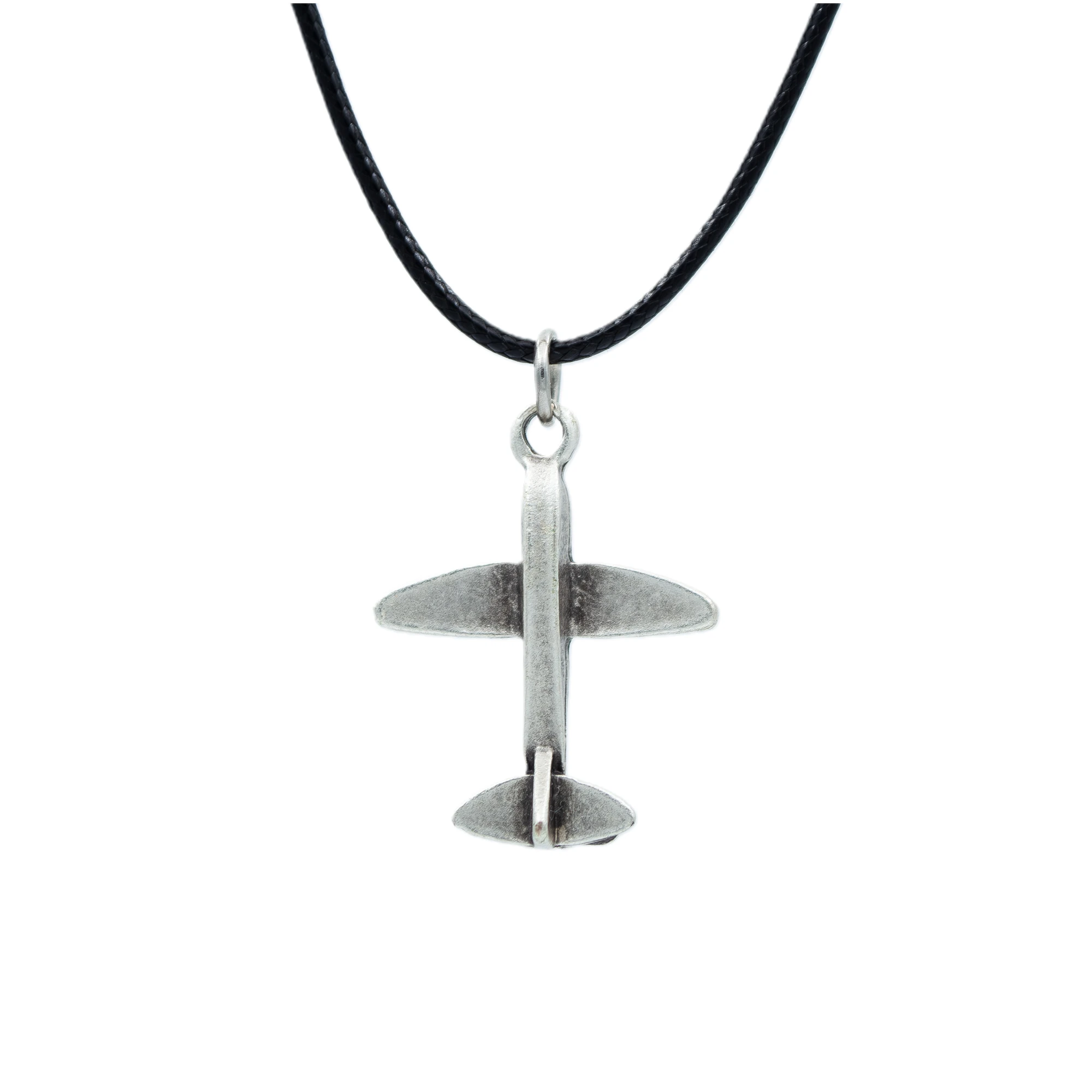 Minimal Uçak Kolye - Gümüş ( Silver ) Renk - 60 cm Deri İp Kolye