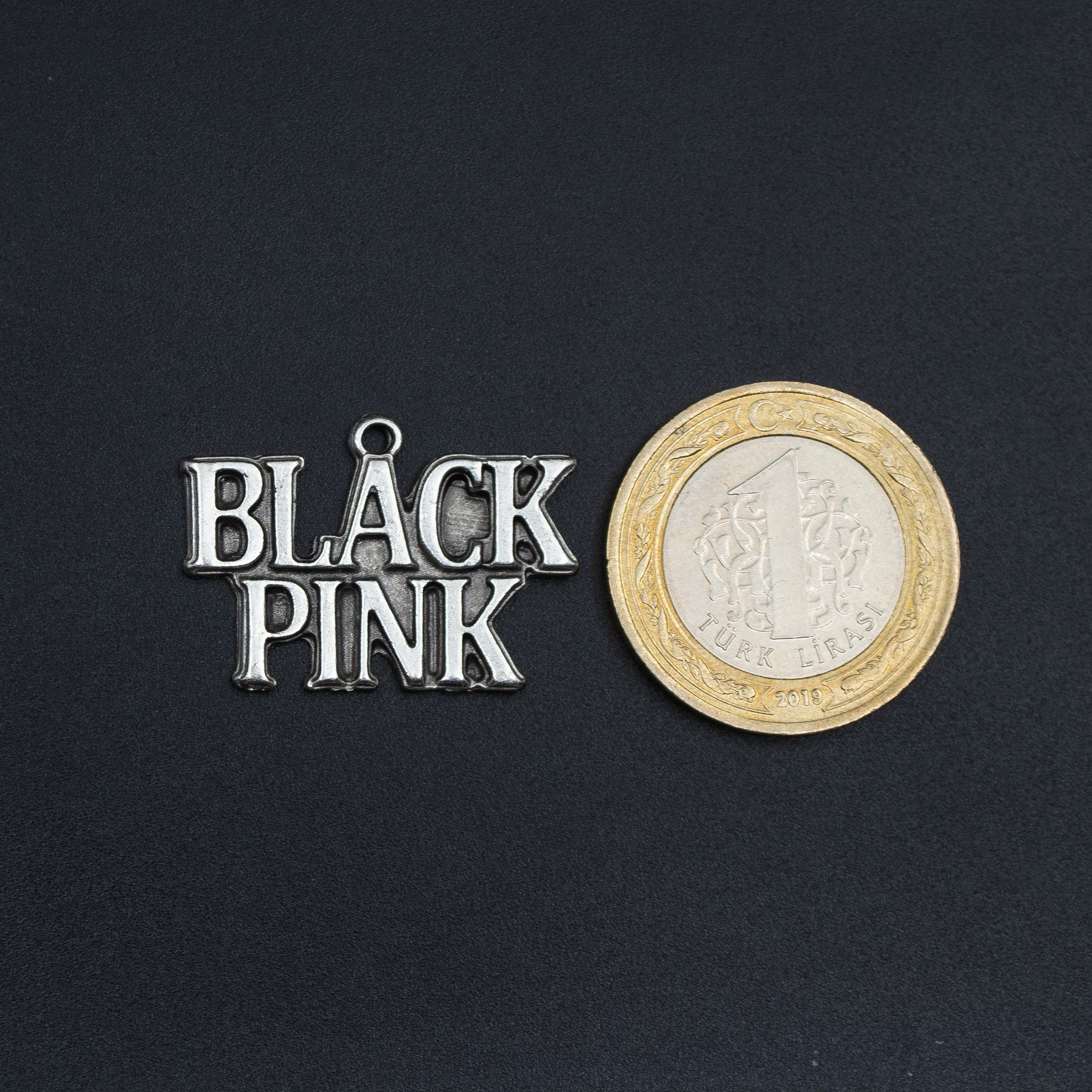 Black Pink Kolye - Gümüş ( Silver ) Renk - 60 cm Düz Ezme Zincir Kolye