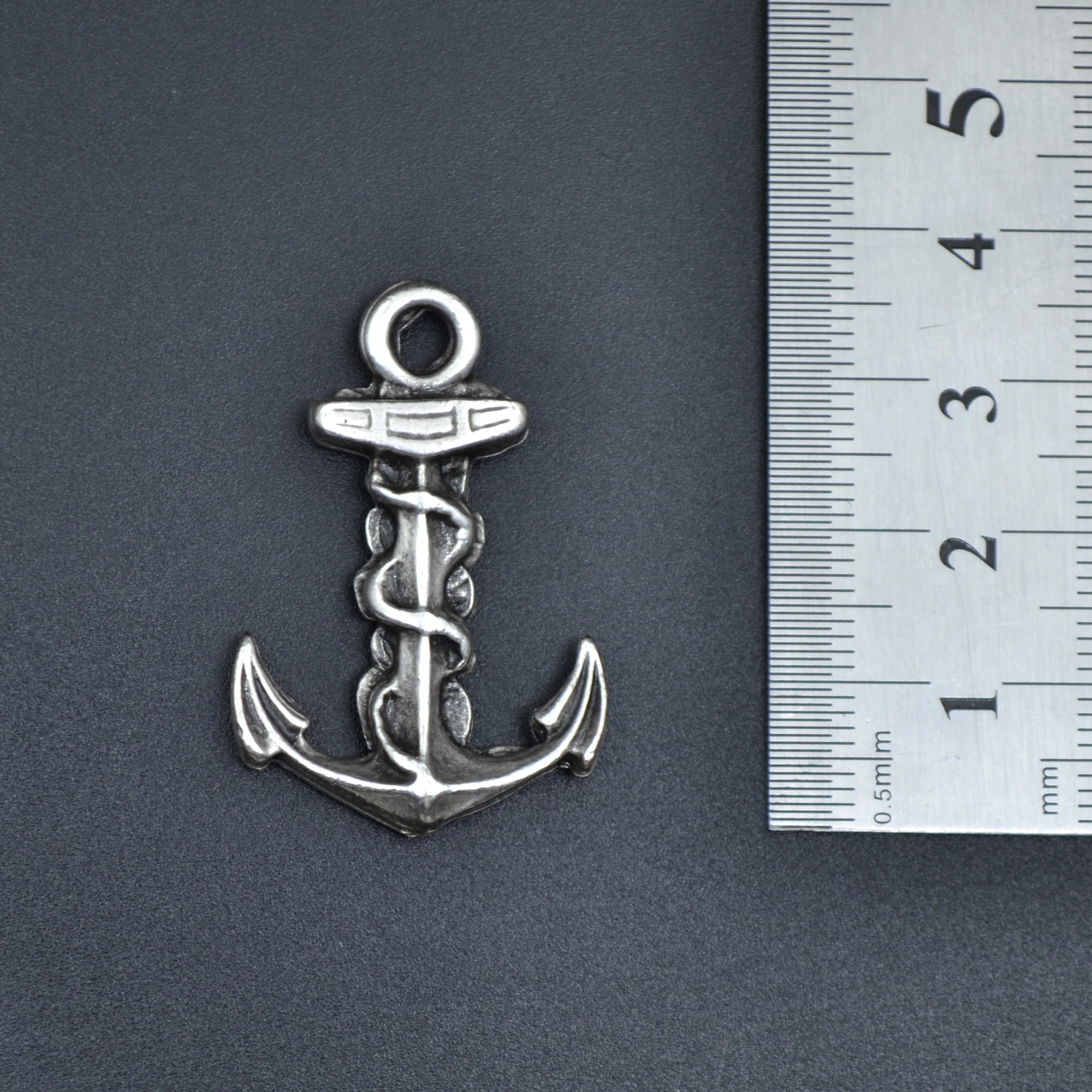 Gemi Çapası Kolye - Gümüş ( Silver ) Renk - 60 cm Örme Zincir Kolye