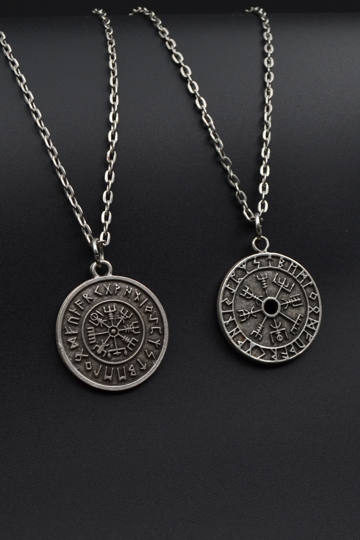 2'li Viking Pusula - Viking Sembolleri Erkek Kadın Kolye Seti