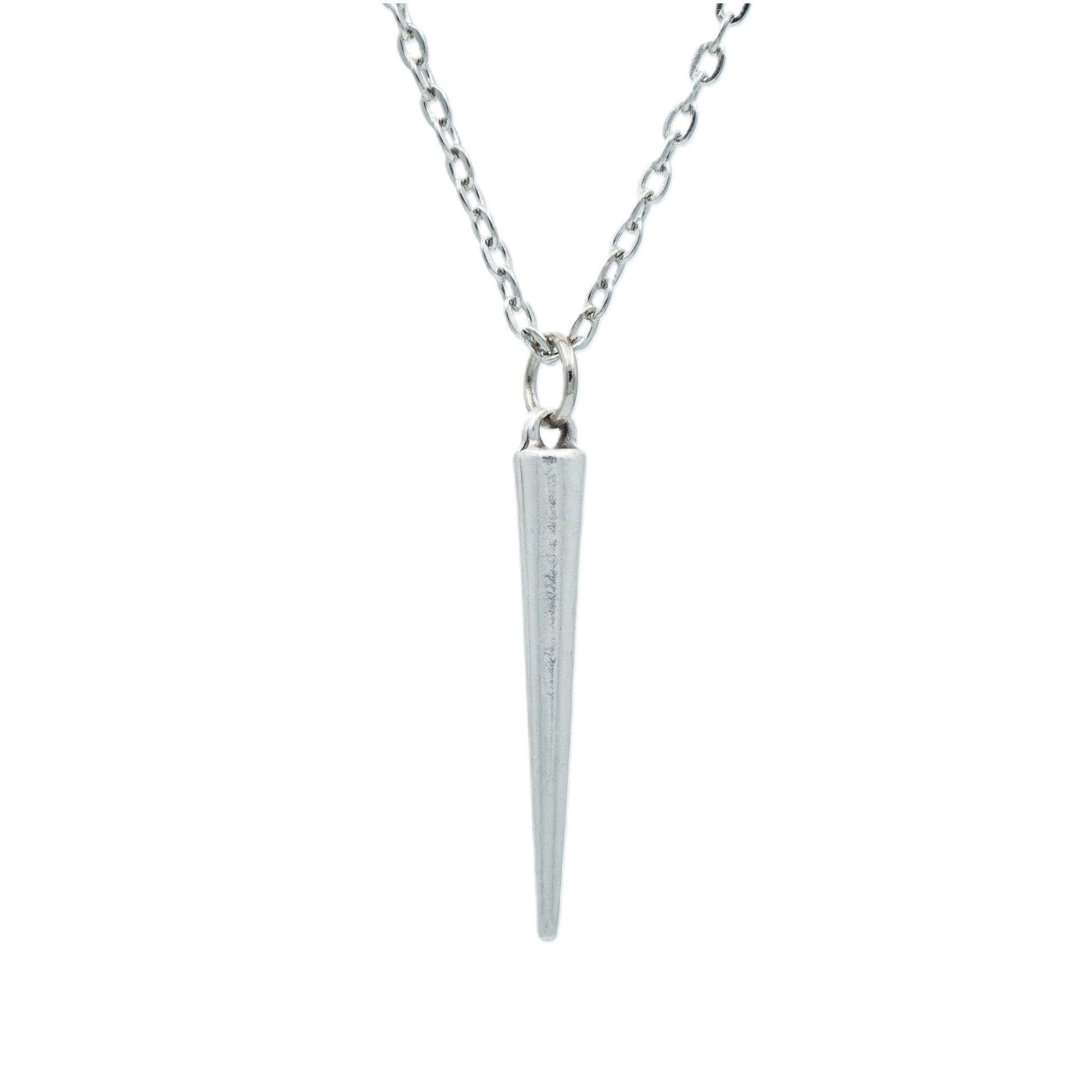 Koni - Çubuk Şeklinde Kolye - Gümüş ( Silver ) Renk - 60 cm Düz Ezme Zincir Kolye