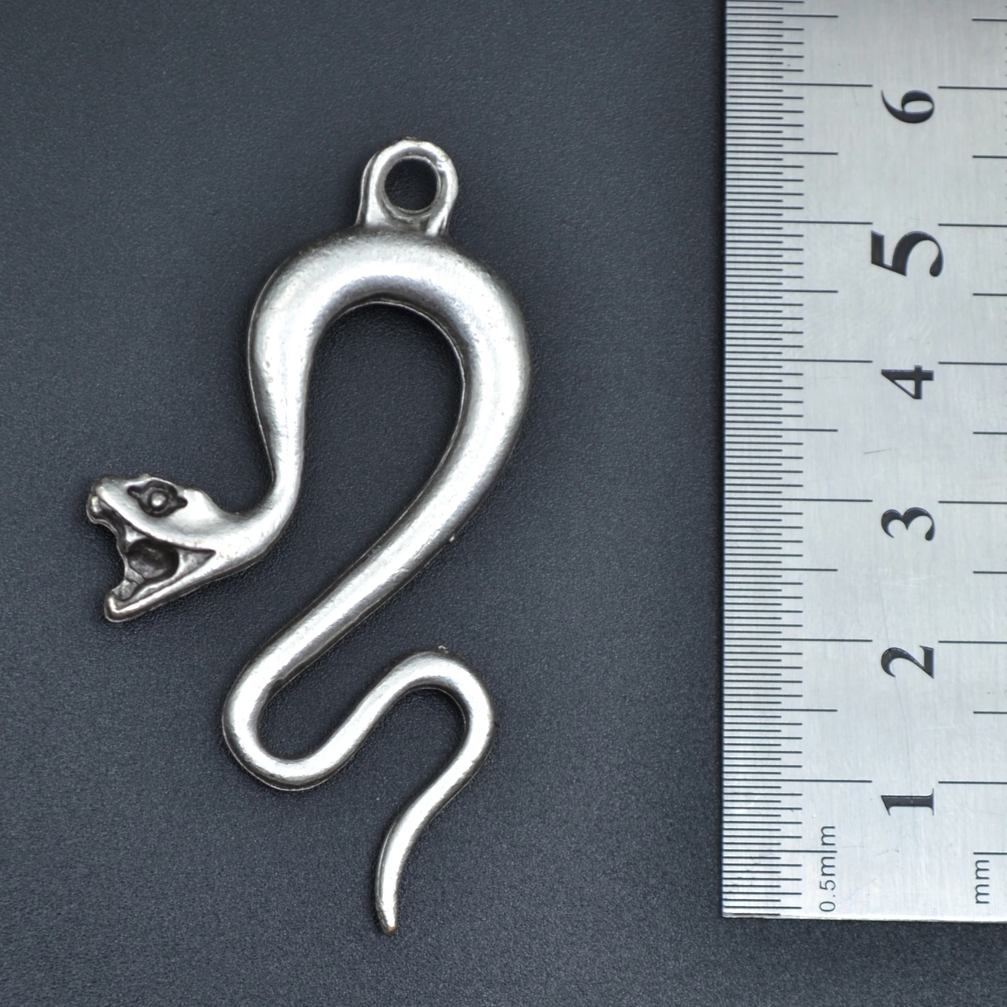 Yılan Kolye - Gümüş ( Silver ) Renk - 60 cm Deri İp Kolye