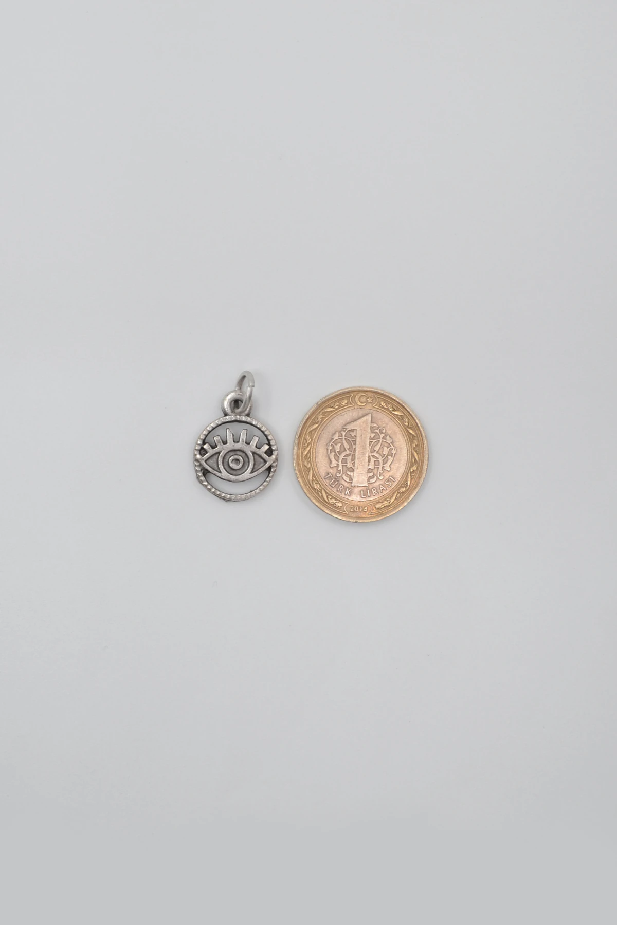 Minimalist Göz - Nazar Örme Zincir Kolye - Antik Gümüş Kaplama - Kadın Erkek - 60 cm