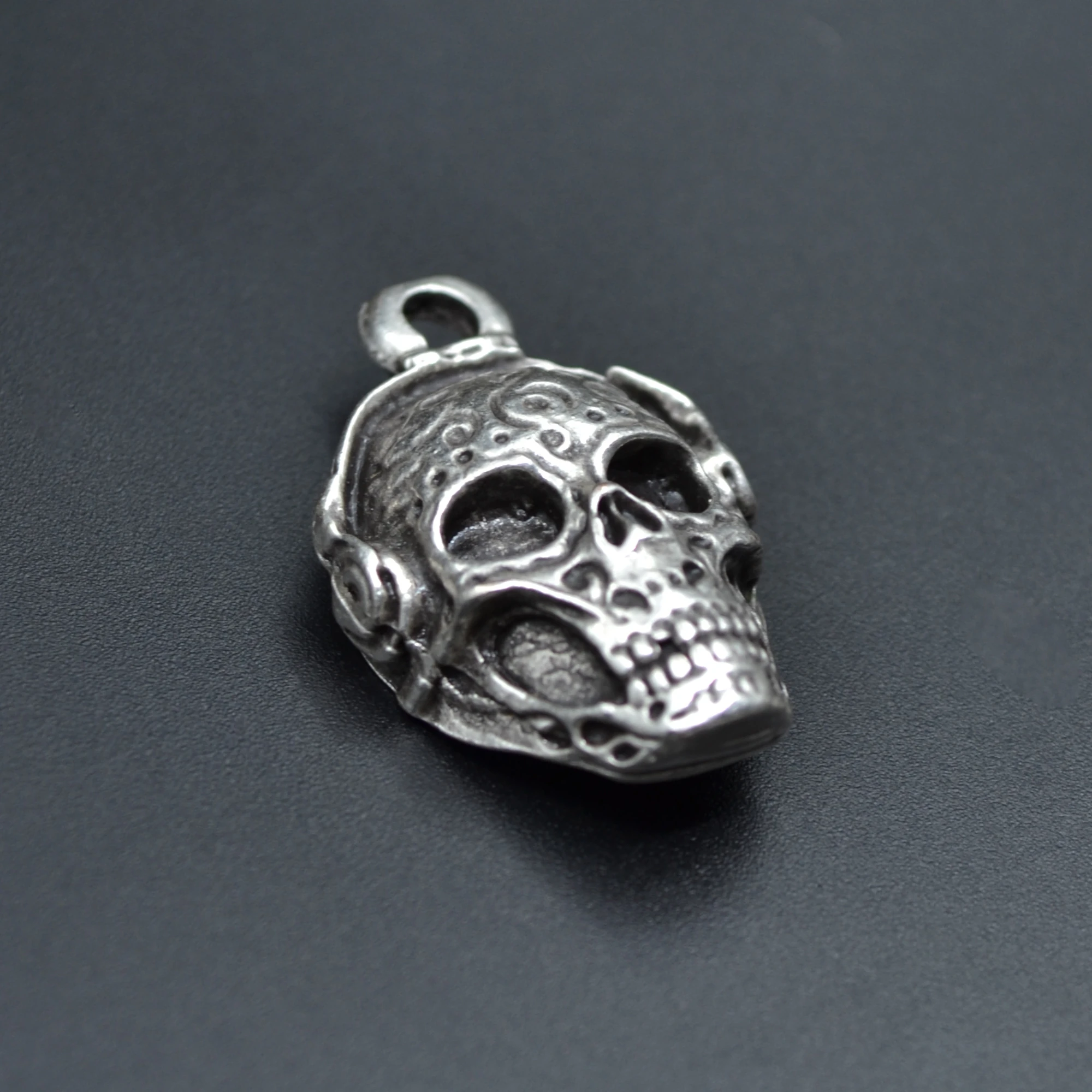 Dj Kuru Kafa Kolye - Gümüş ( Silver ) Renk - 60 cm Deri İp Kolye