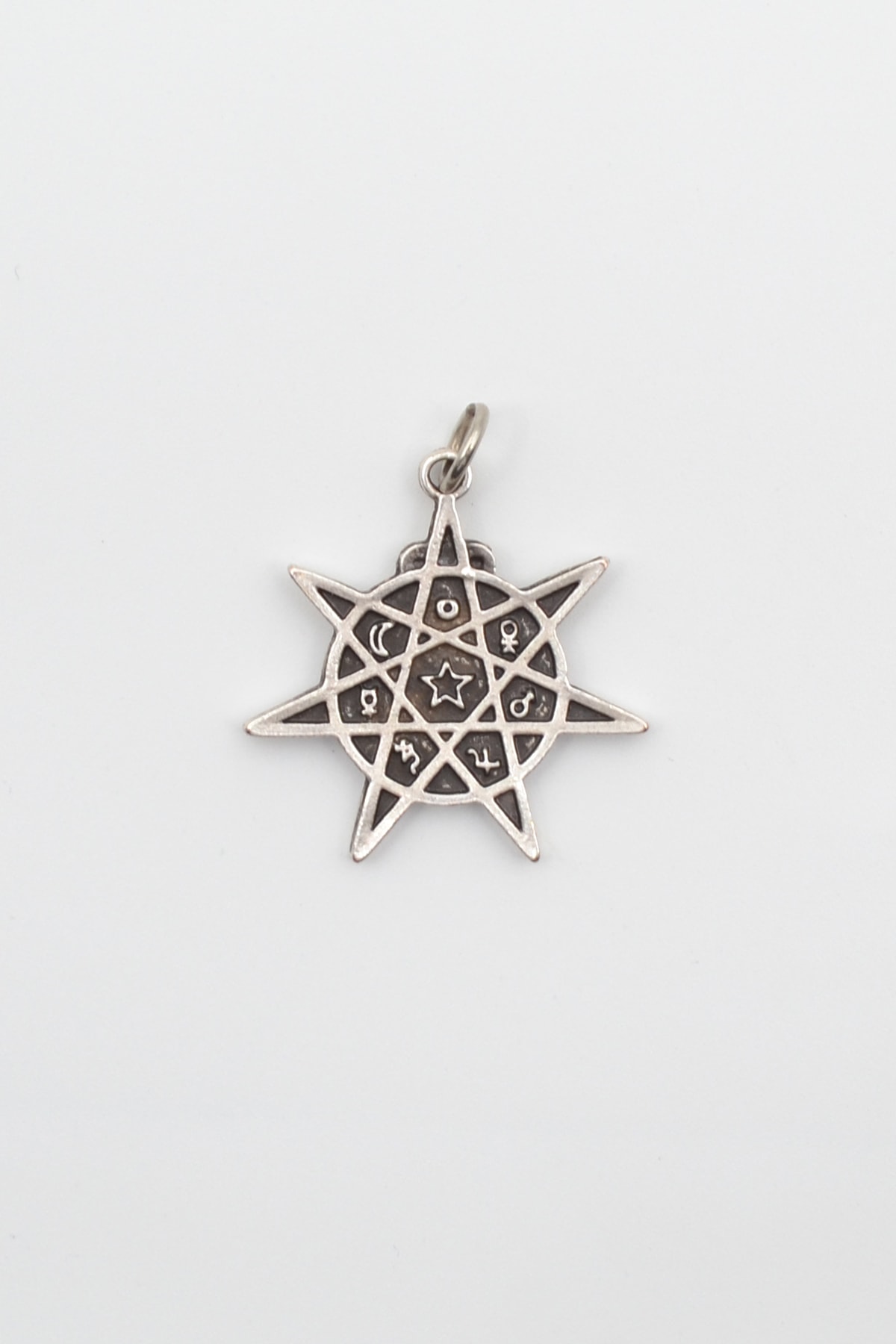 Astroloji 7 Nokta Yıldız Kolye - Gümüş ( Silver ) Renk - 60 cm Örme Zincir Kolye
