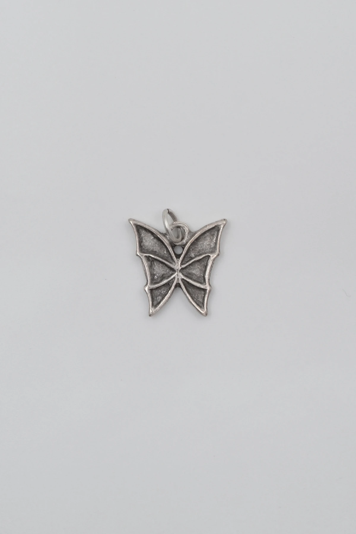 Kelebek Örme Zincir Kolye - Antik Gümüş Kaplama - Kadın Erkek - 60 cm