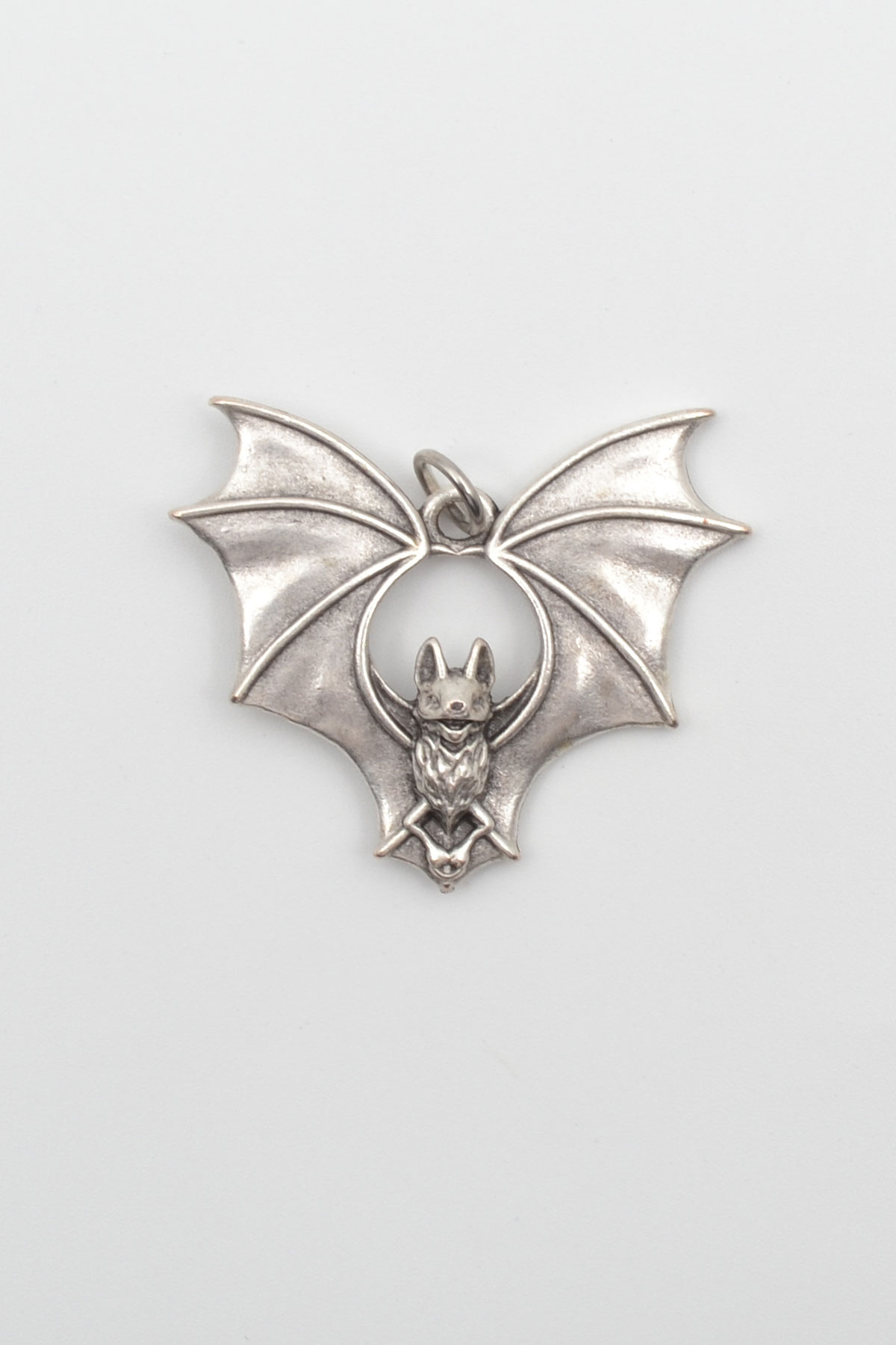 Gotik Yarasa Kolye - Gümüş ( Silver ) Renk - 60 cm Örme Zincir Kolye