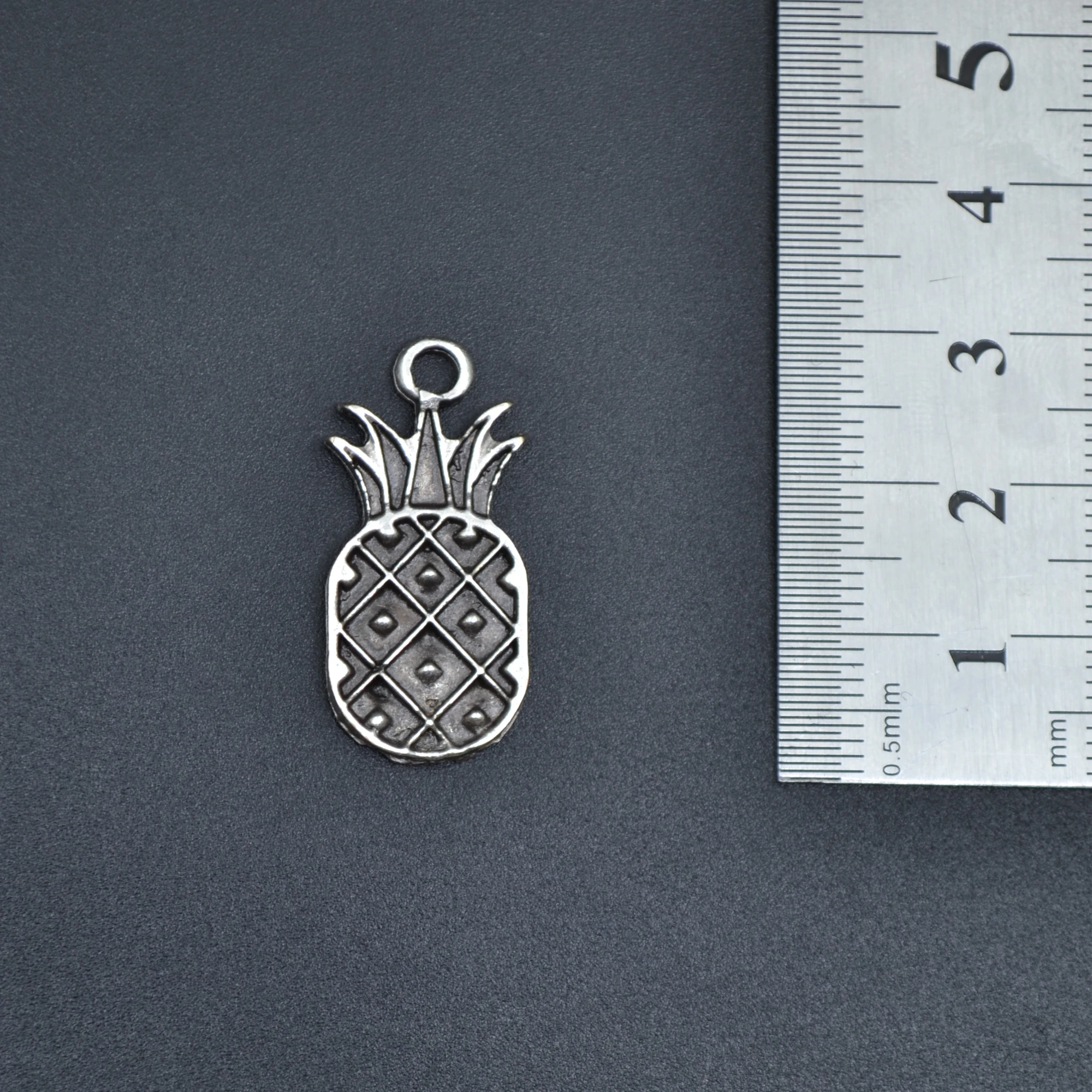 Ananas Kolye - Gümüş ( Silver ) Renk - 60 cm Örme Zincir Kolye