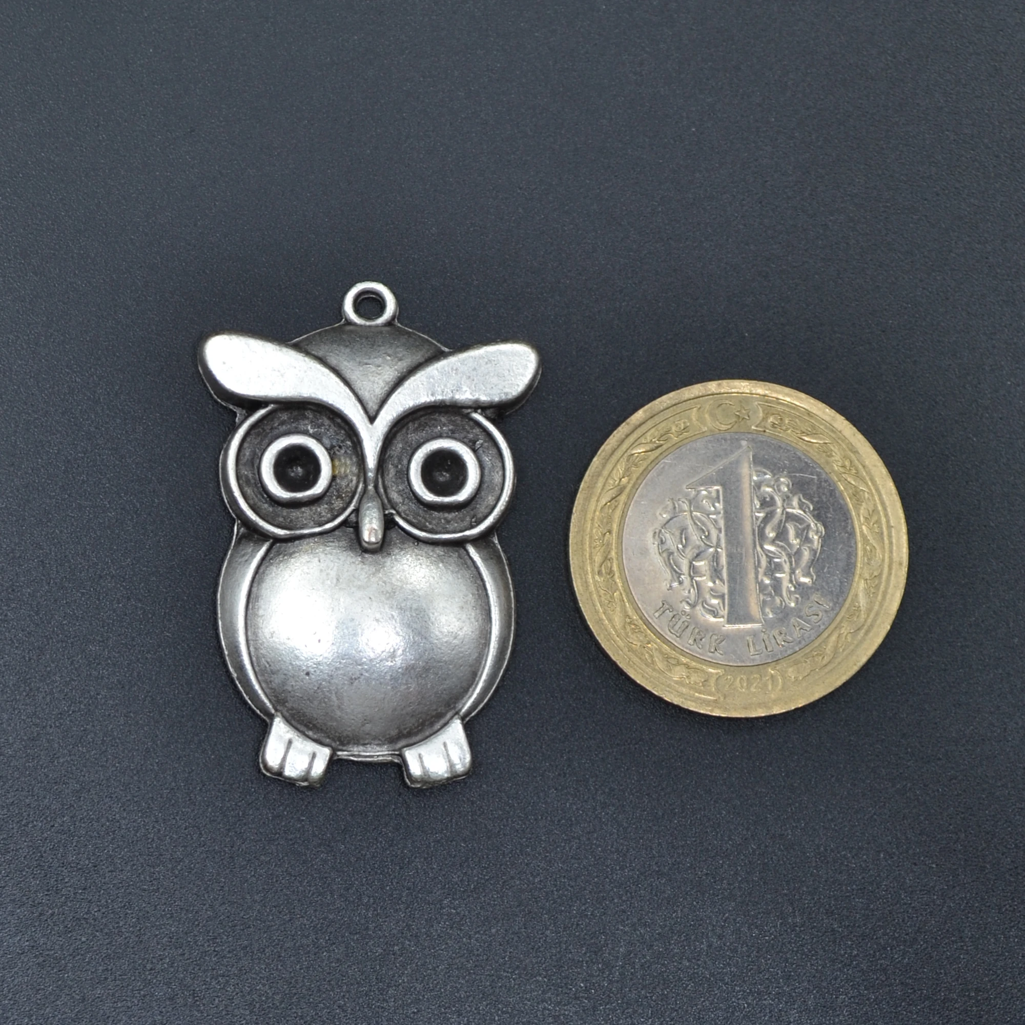 Baykuş Kolye - Gümüş ( Silver ) Renk - 60 cm Örme Zincir Kolye