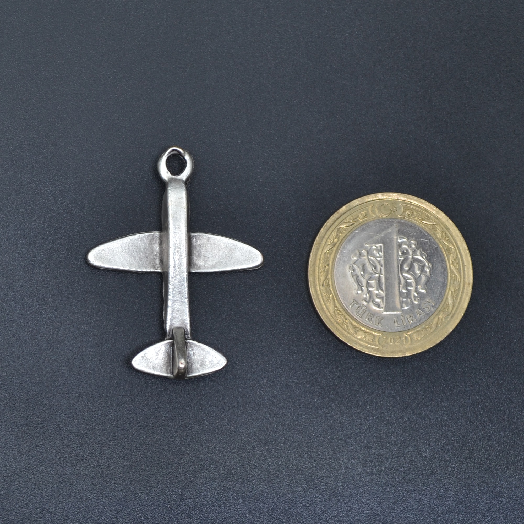 Minimal Uçak Kolye Ucu - Gümüş ( Silver ) Renk