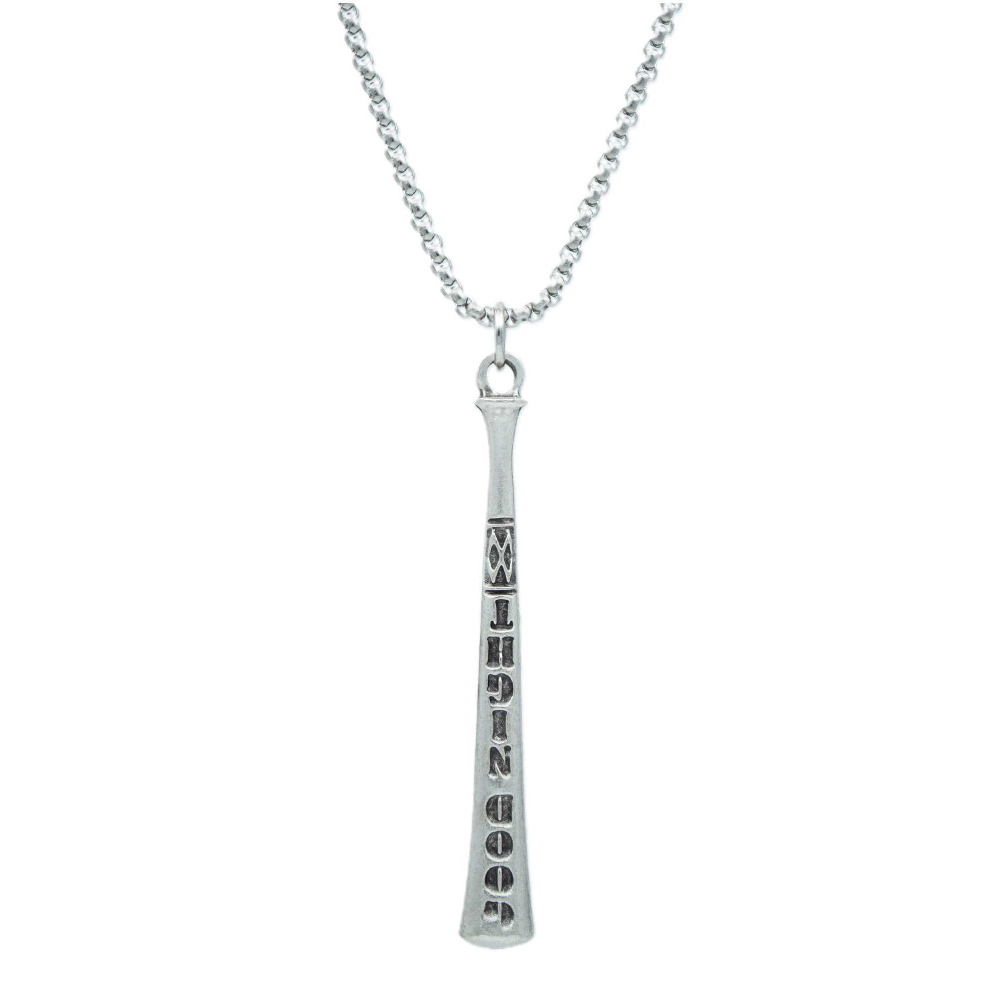 Beyzbol Sopası Kolye - Gümüş ( Silver ) Renk - 60 cm Örme Zincir Kolye