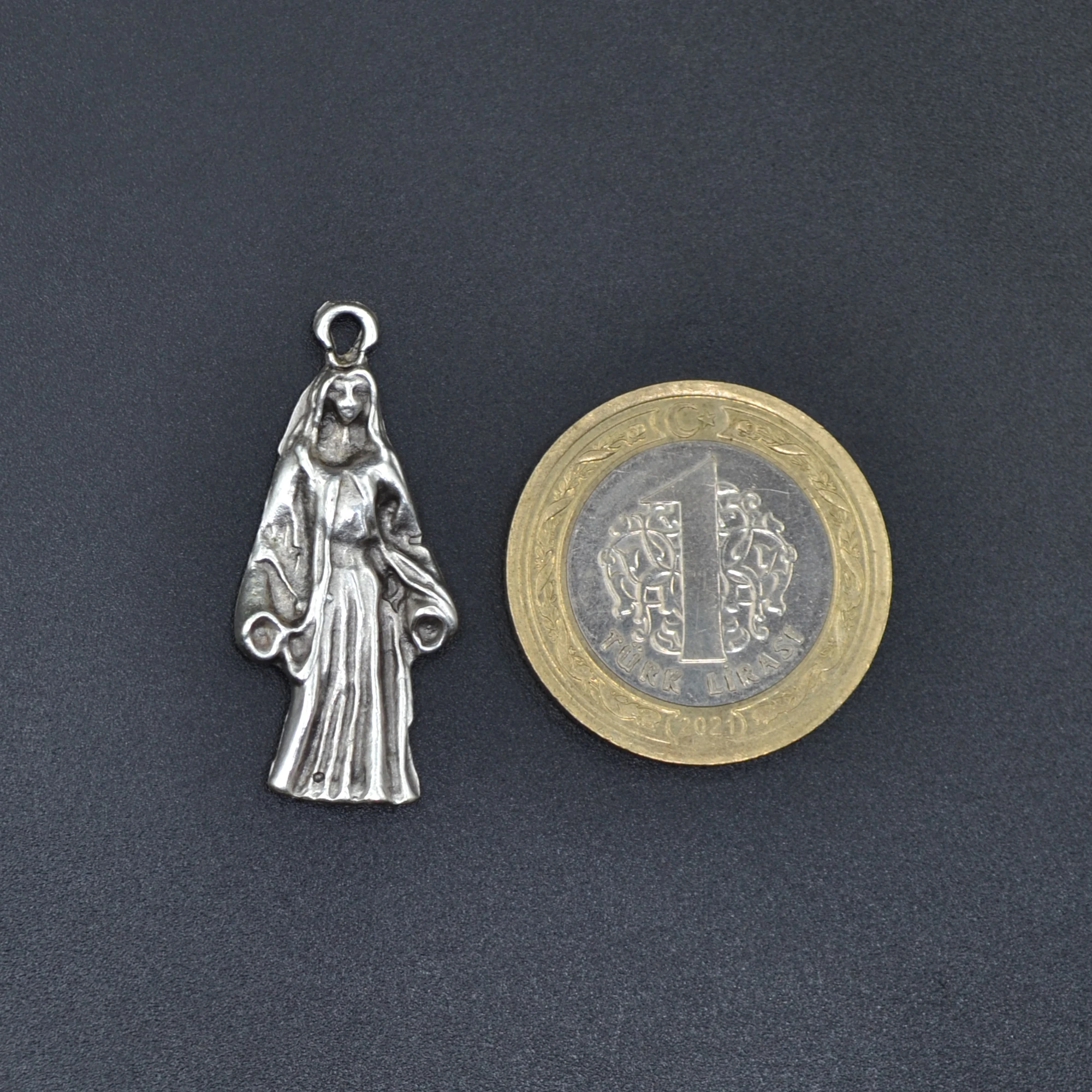 Minimal Meryem Ana Kolye Ucu - Gümüş ( Silver ) Renk