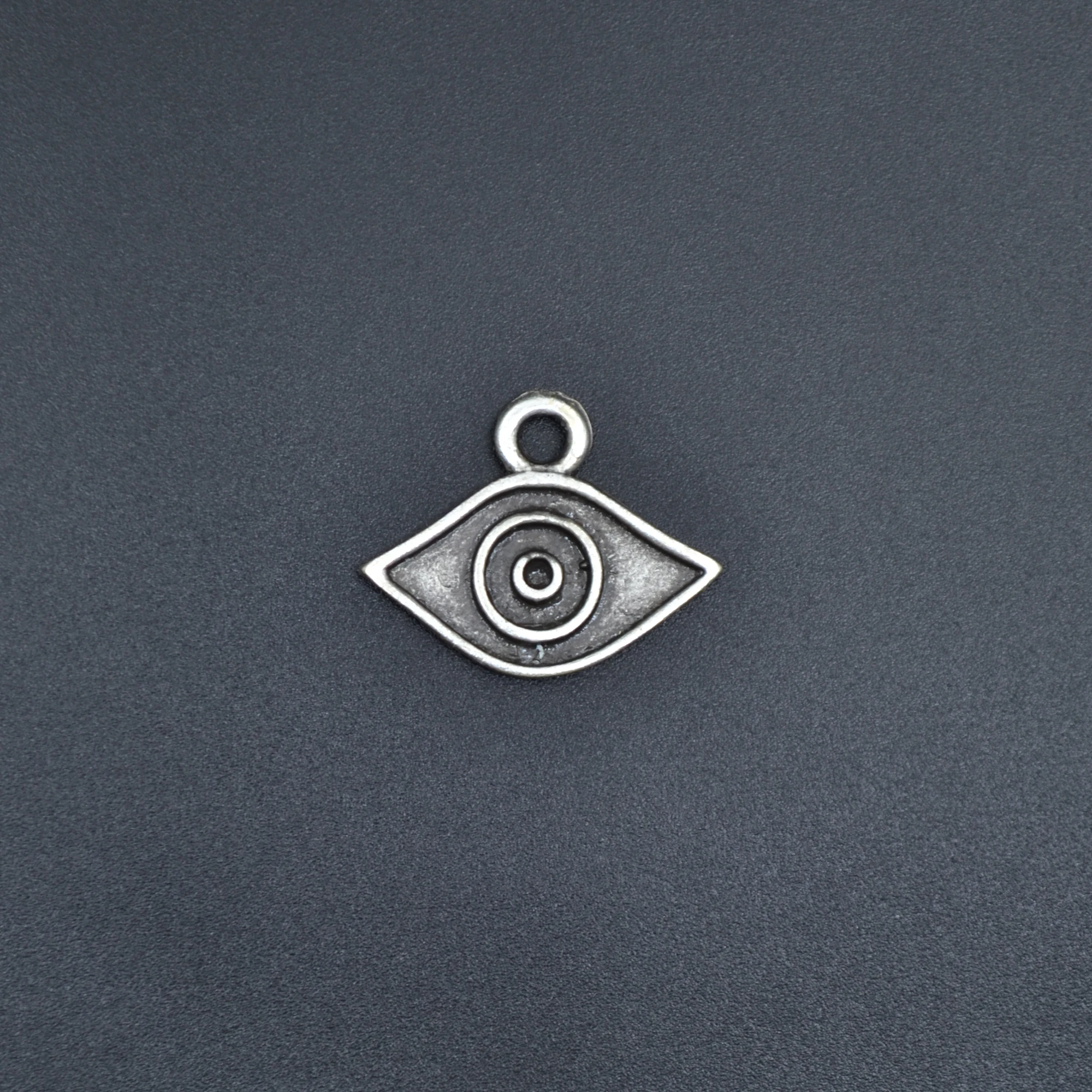 Minimal Göz Kolye - Gümüş ( Silver ) Renk - 60 cm Deri İp Kolye