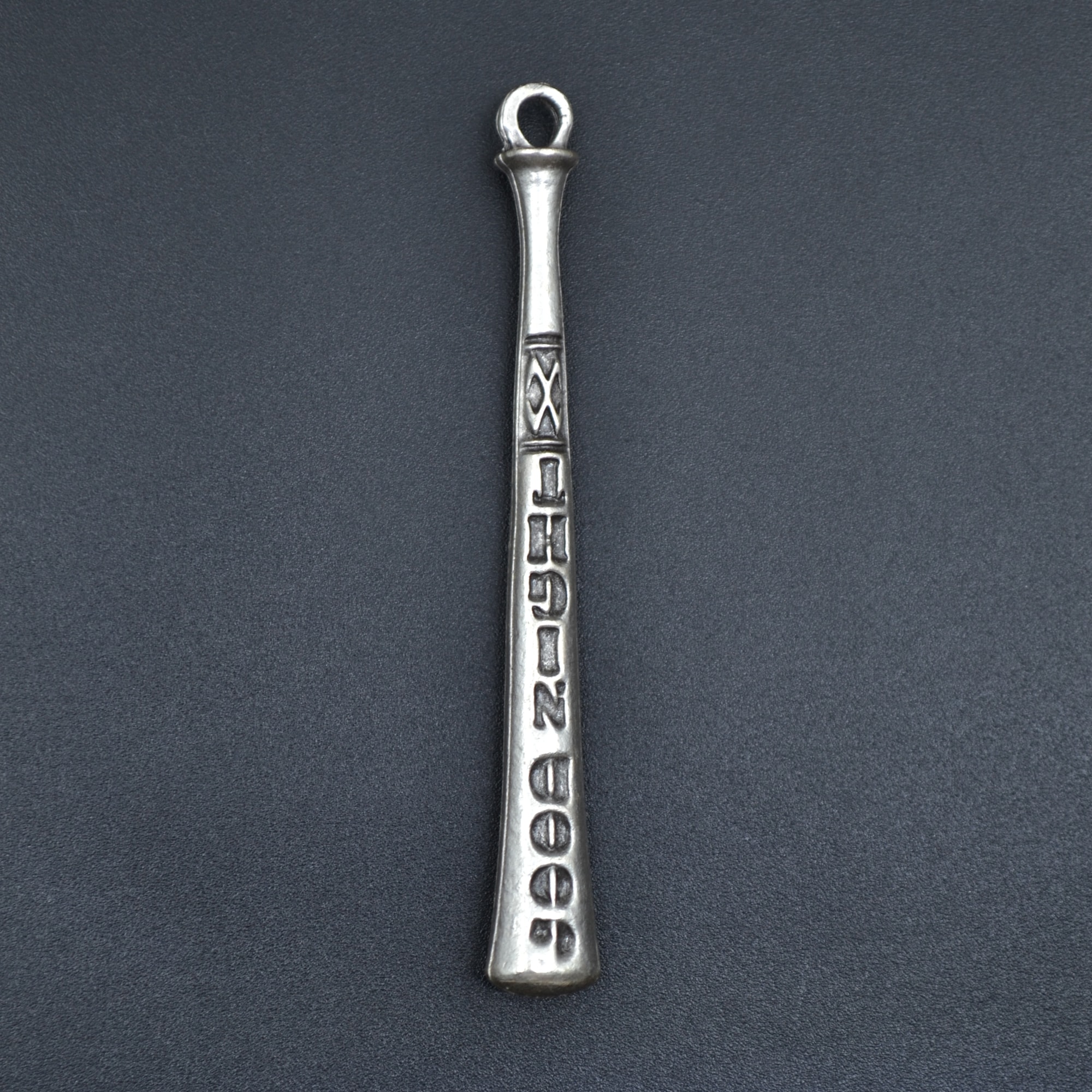 Beyzbol Sopası Kolye - Gümüş ( Silver ) Renk - 60 cm Deri İp Kolye
