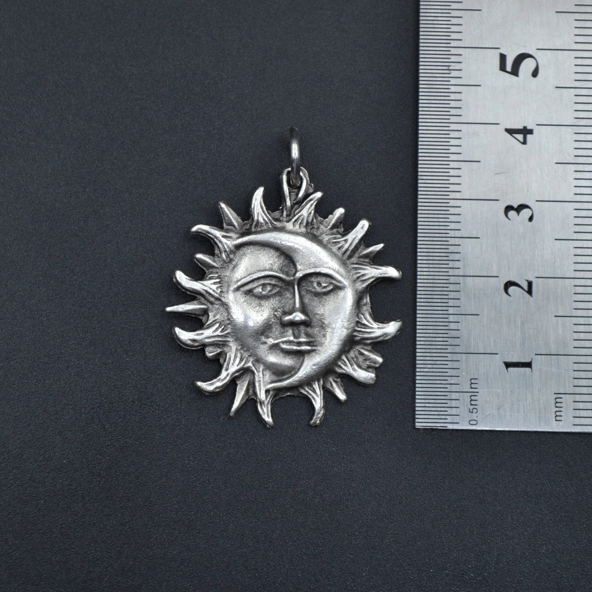 Güneş ve Ay Kolye - Gümüş ( Silver ) Renk - 60 cm Düz Ezme Zincir Kolye