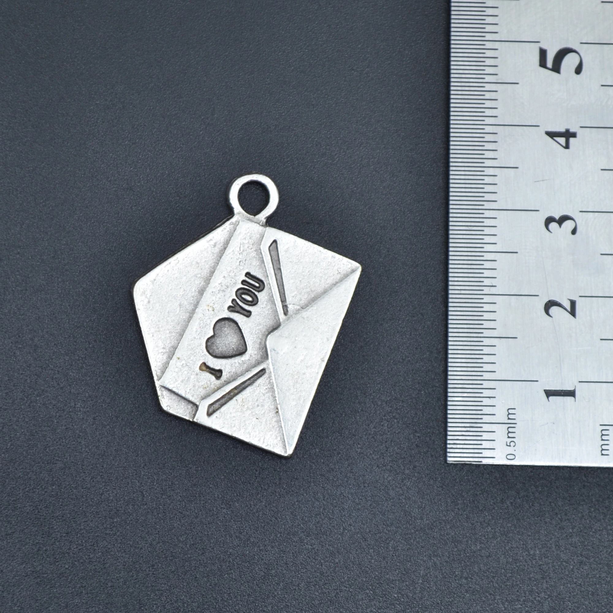 I Love You Mektup Kolye - Gümüş ( Silver ) Renk - 60 cm Düz Ezme Zincir Kolye