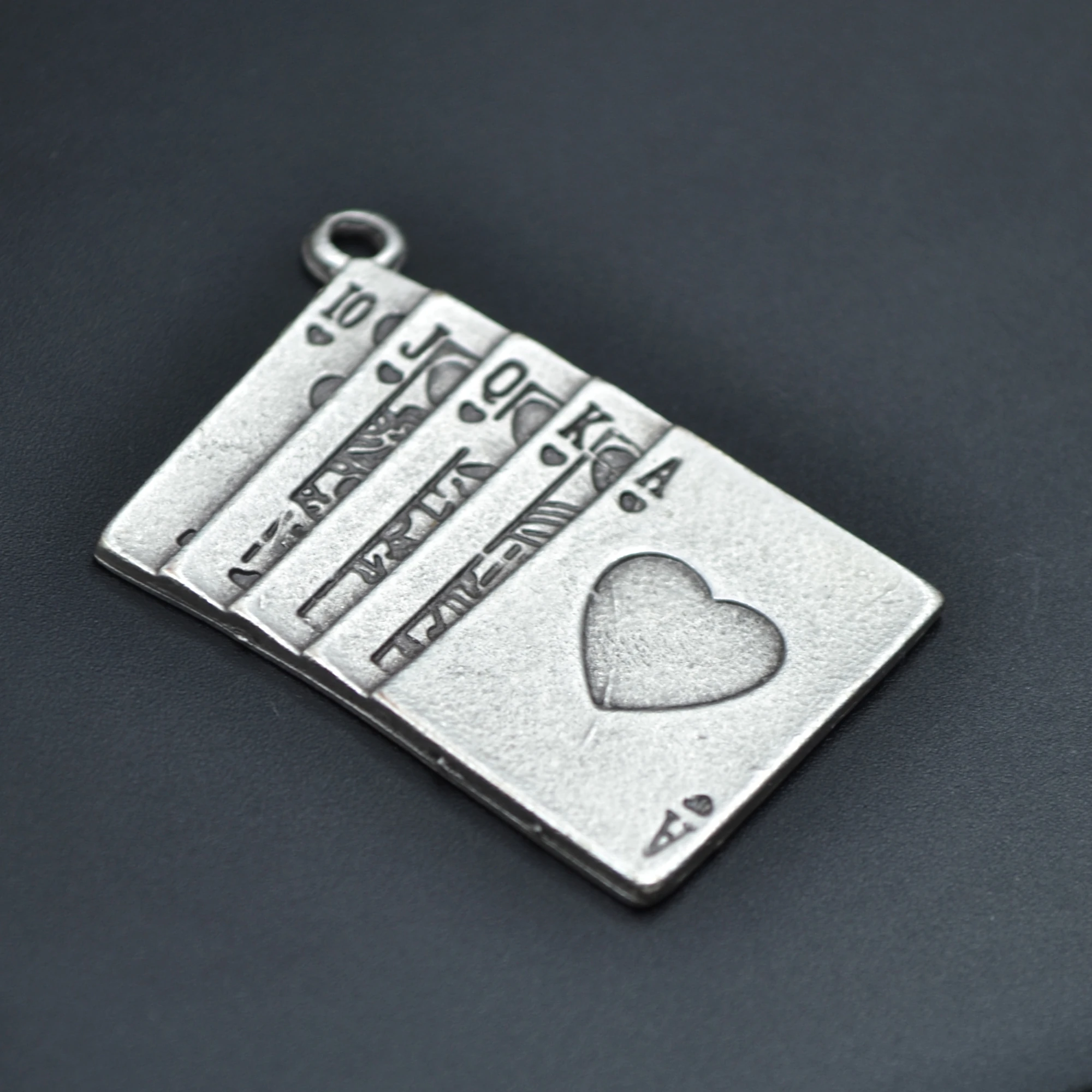 Poker- İskambil Kolye - Gümüş ( Silver ) Renk - 60 cm Düz Ezme Zincir Kolye