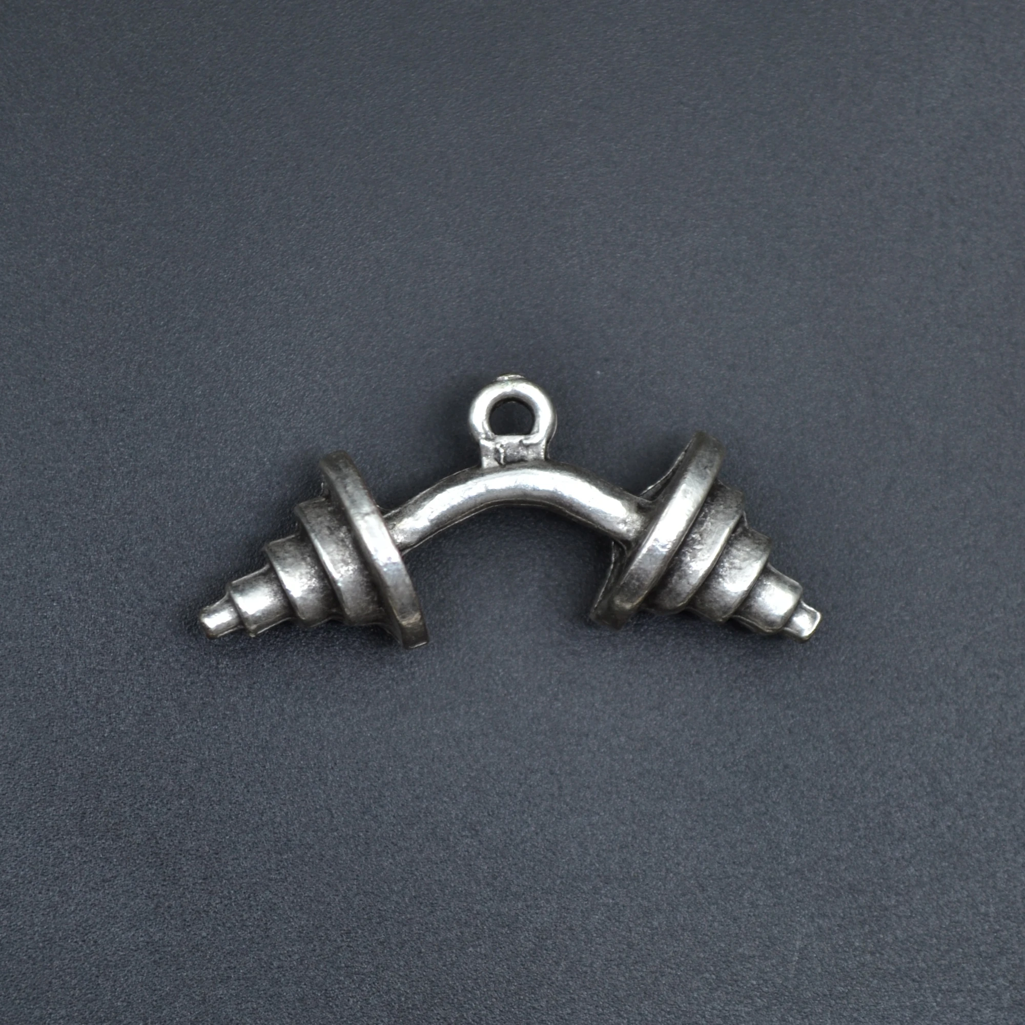 Sporcu Halter - Dambıl Kolye - Gümüş ( Silver ) Renk - 60 cm Düz Ezme Zincir Kolye