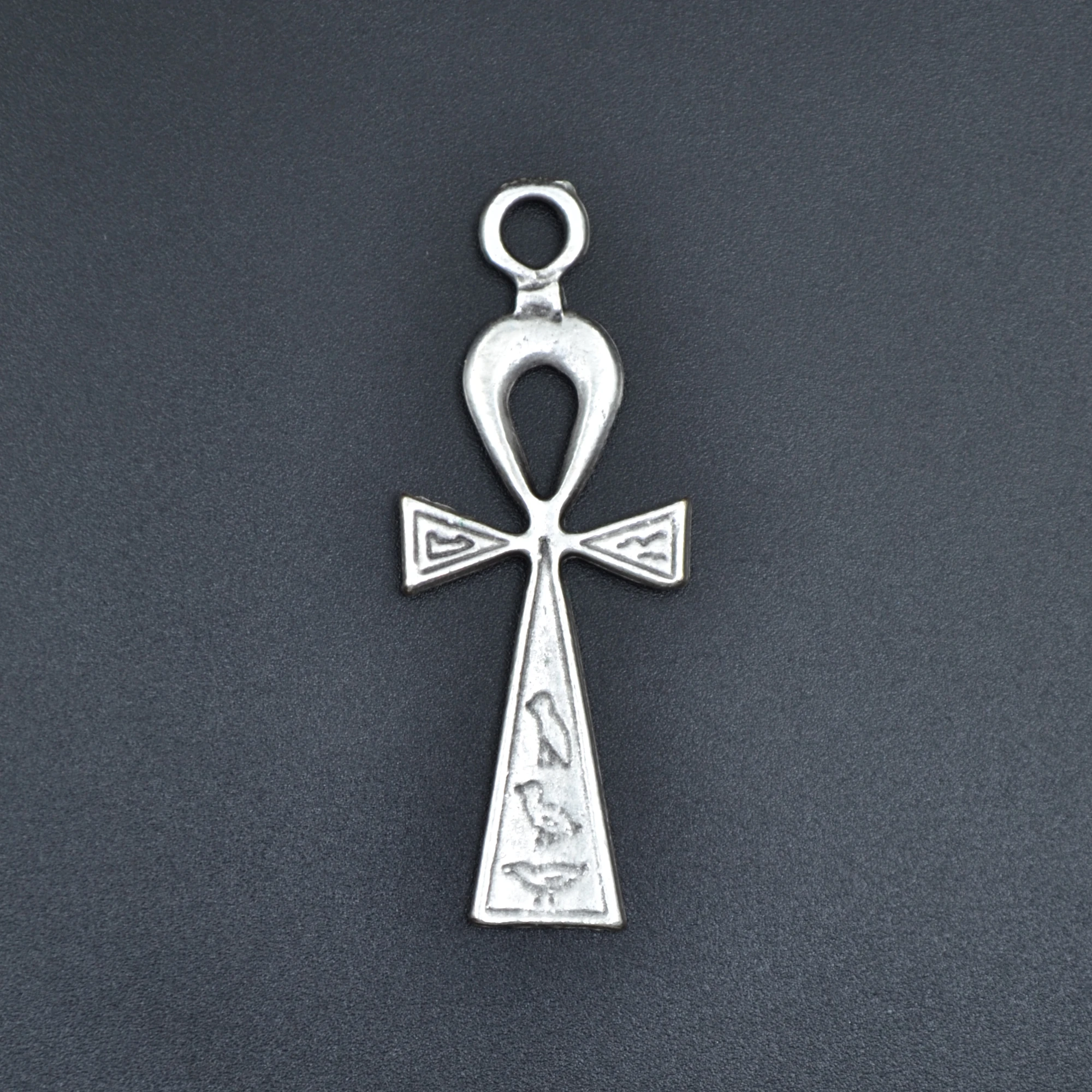 Ankh Sembolü - Nil'in Anahtarı Kolye - Gümüş ( Silver ) Renk - 60 cm Düz Ezme Zincir Kolye