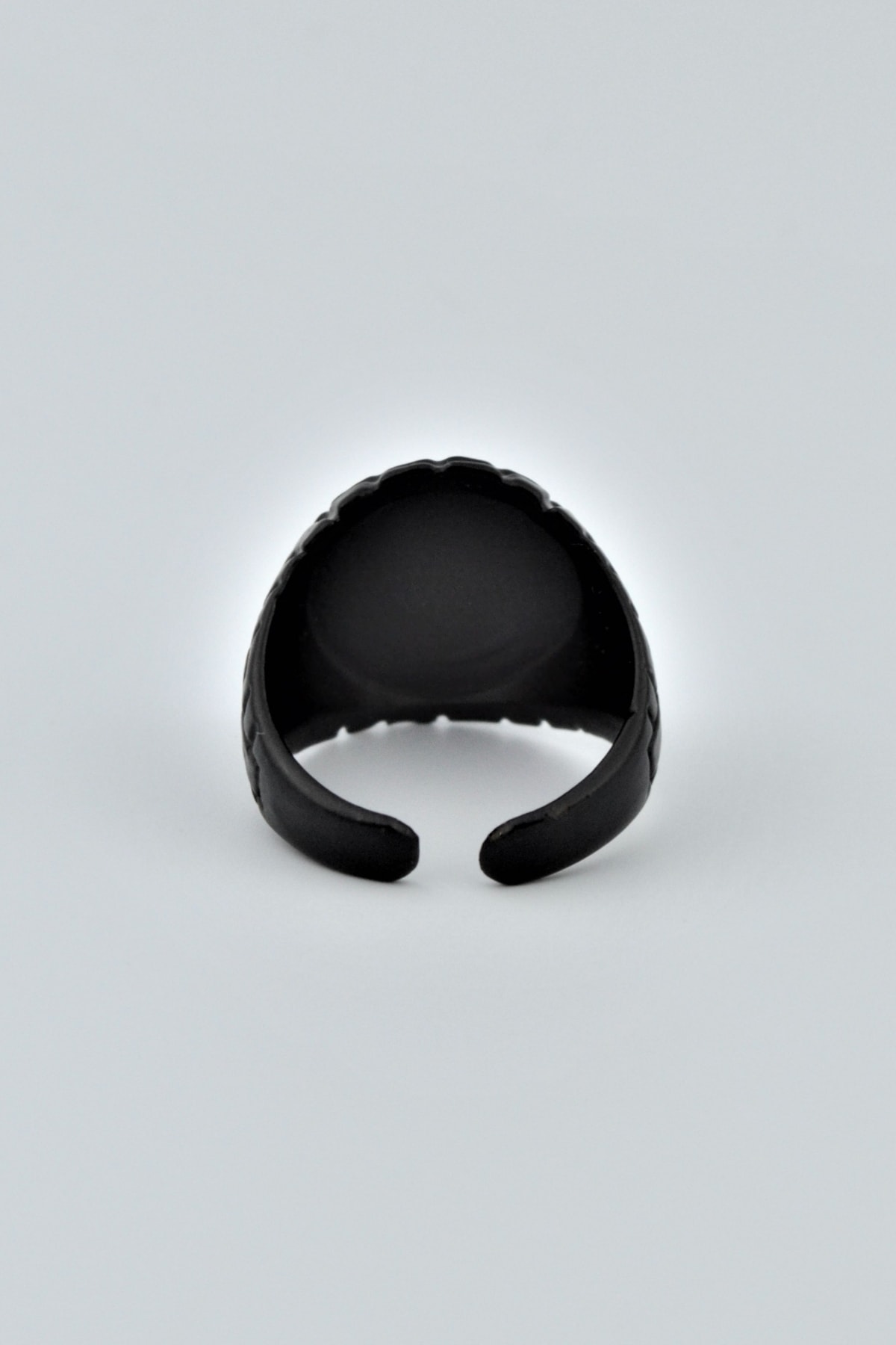 Ay Yıldız Yuvarlak Mat Siyah Ayarlamalı Erkek Yüzük