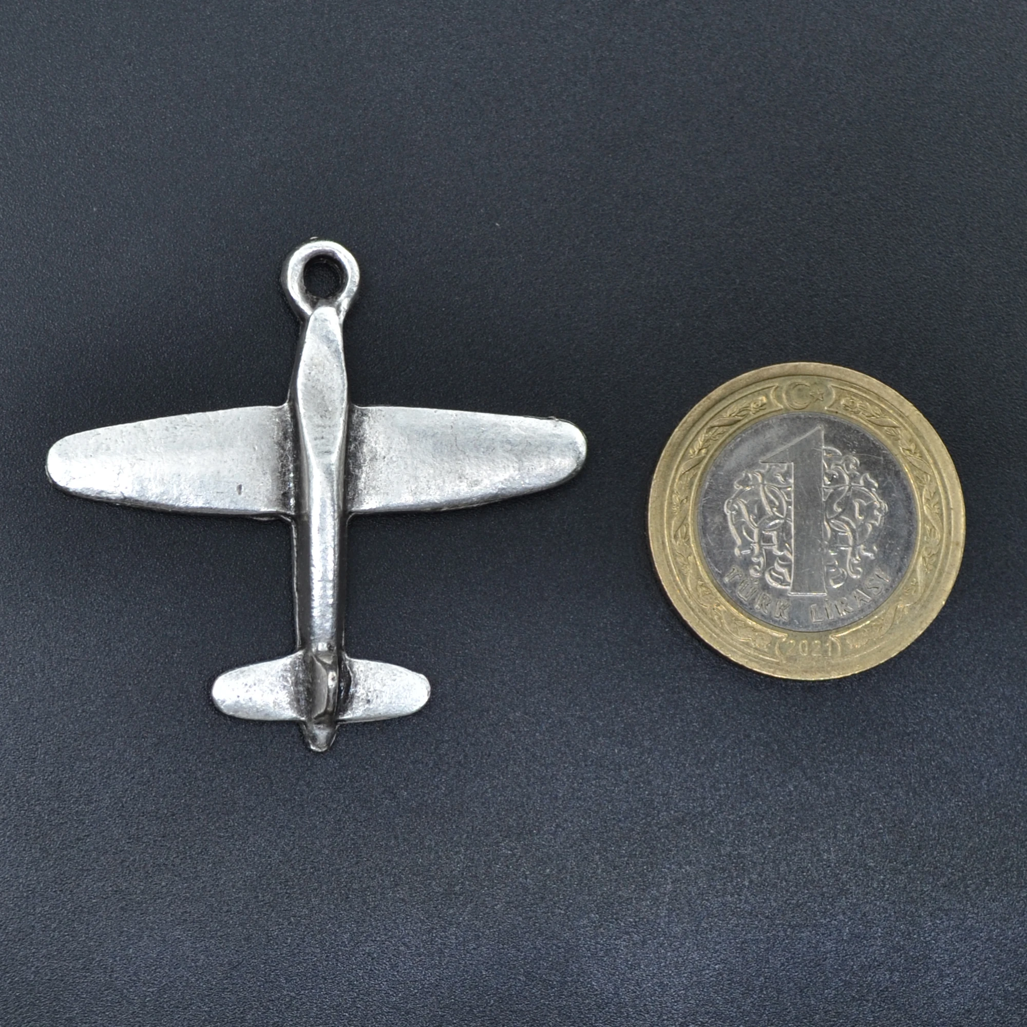 Uçak Kolye - Gümüş ( Silver ) Renk - 60 cm Düz Ezme Zincir Kolye