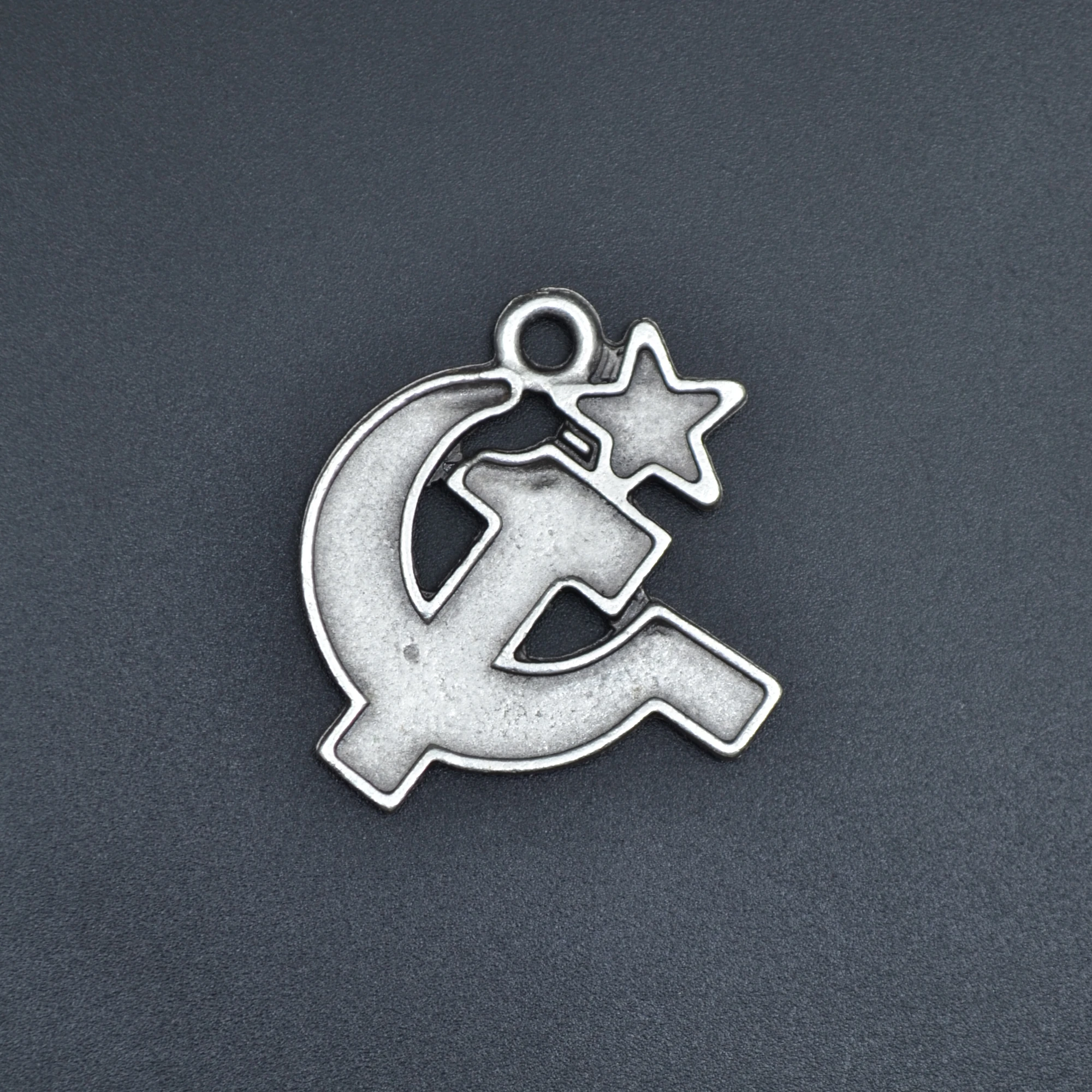 Orak ve Çekiç Kolye - Gümüş ( Silver ) Renk - 60 cm Düz Ezme Zincir Kolye