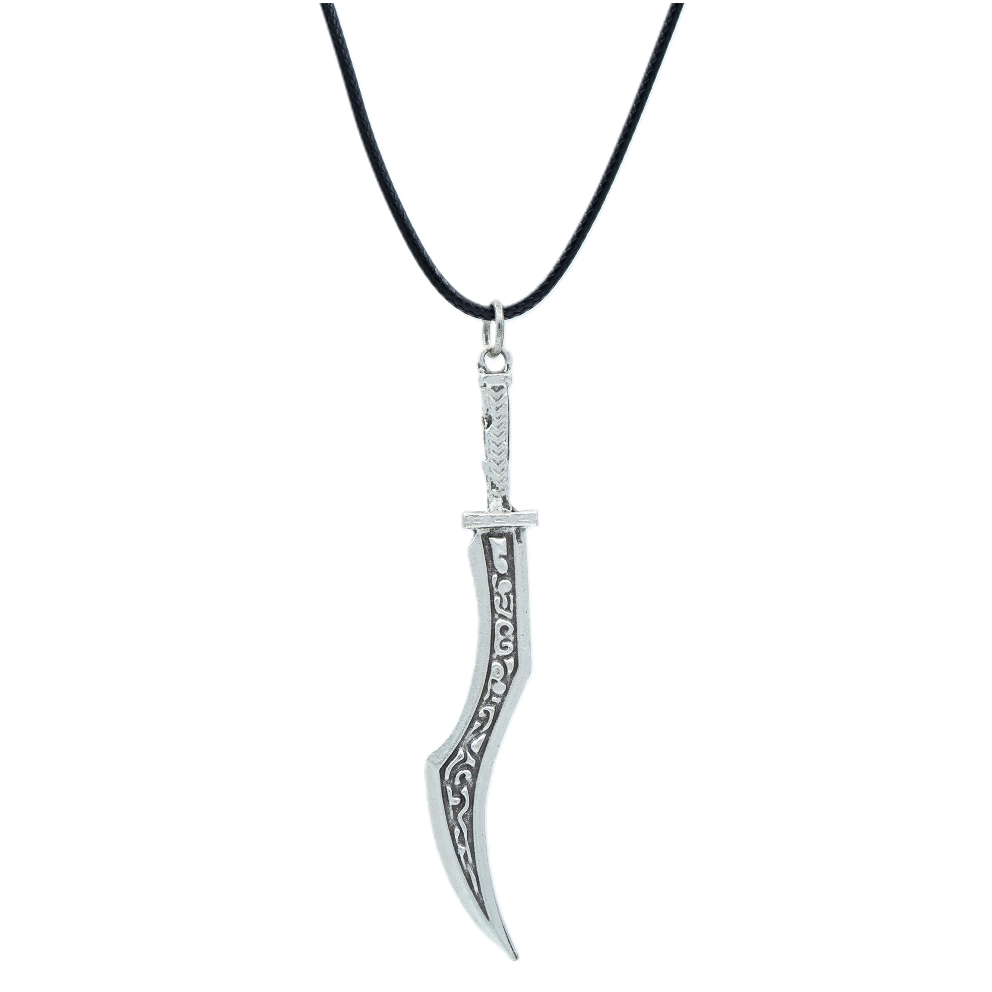 Kılıç Kolye - Gümüş ( Silver ) Renk - 60 cm Deri İp Kolye