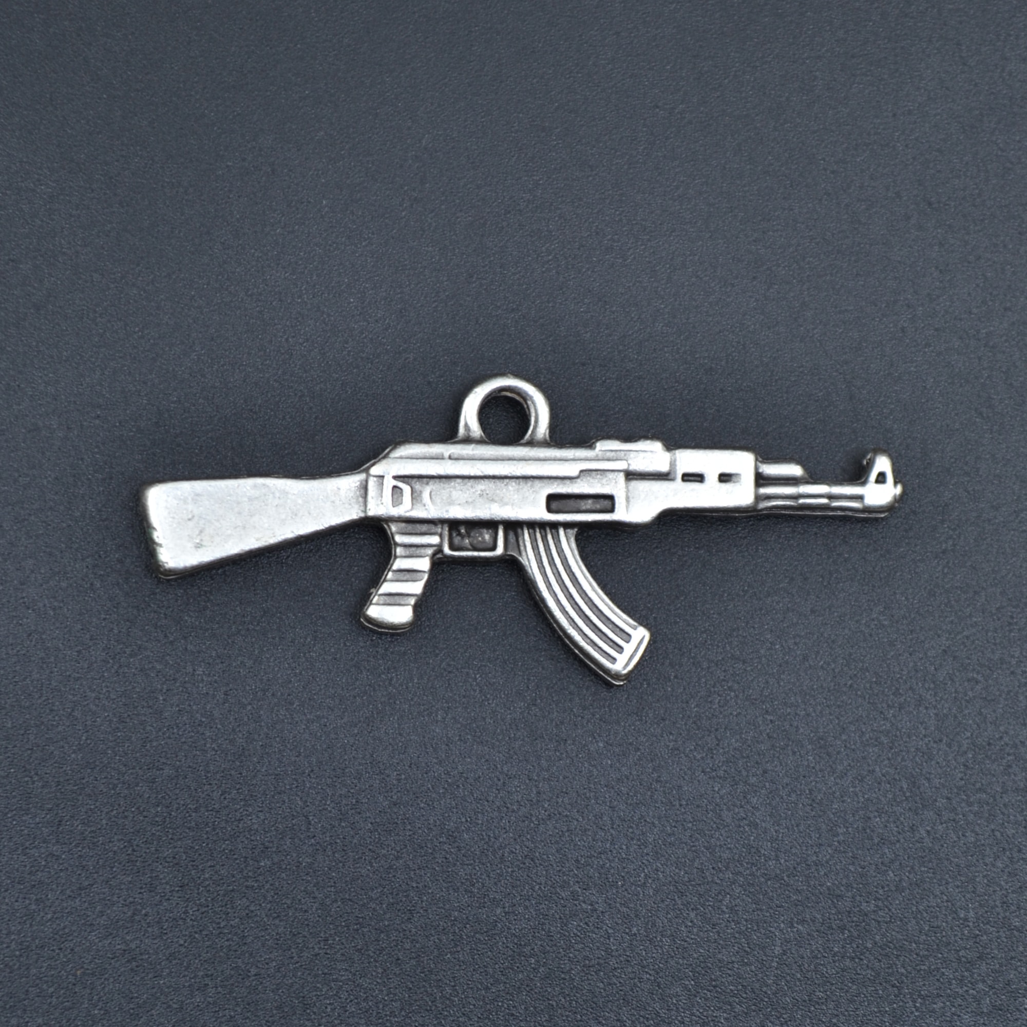 Pubg Keleş Ak-47 Kalaşnikof Kolye - Gümüş ( Silver ) Renk - 60 cm Örme Zincir Kolye
