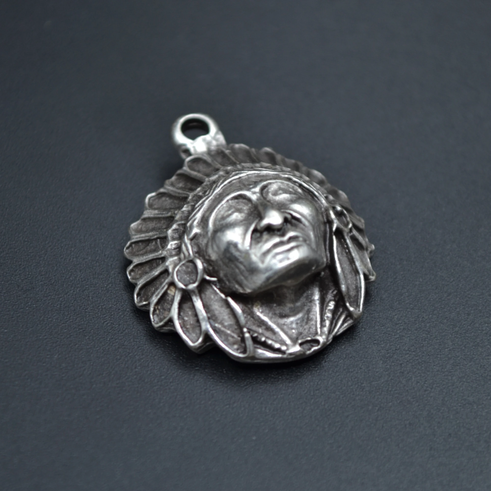 Kızılderili Kolye - Gümüş ( Silver ) Renk - 60 cm Örme Zincir Kolye