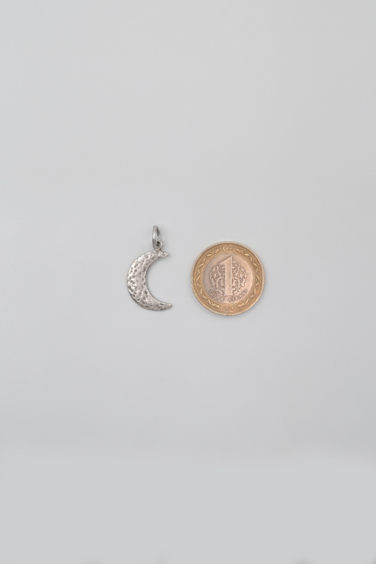 Ay Düz Ezme Zincir Kolye - Antik Gümüş Kaplama - Kadın Erkek - 60 cm