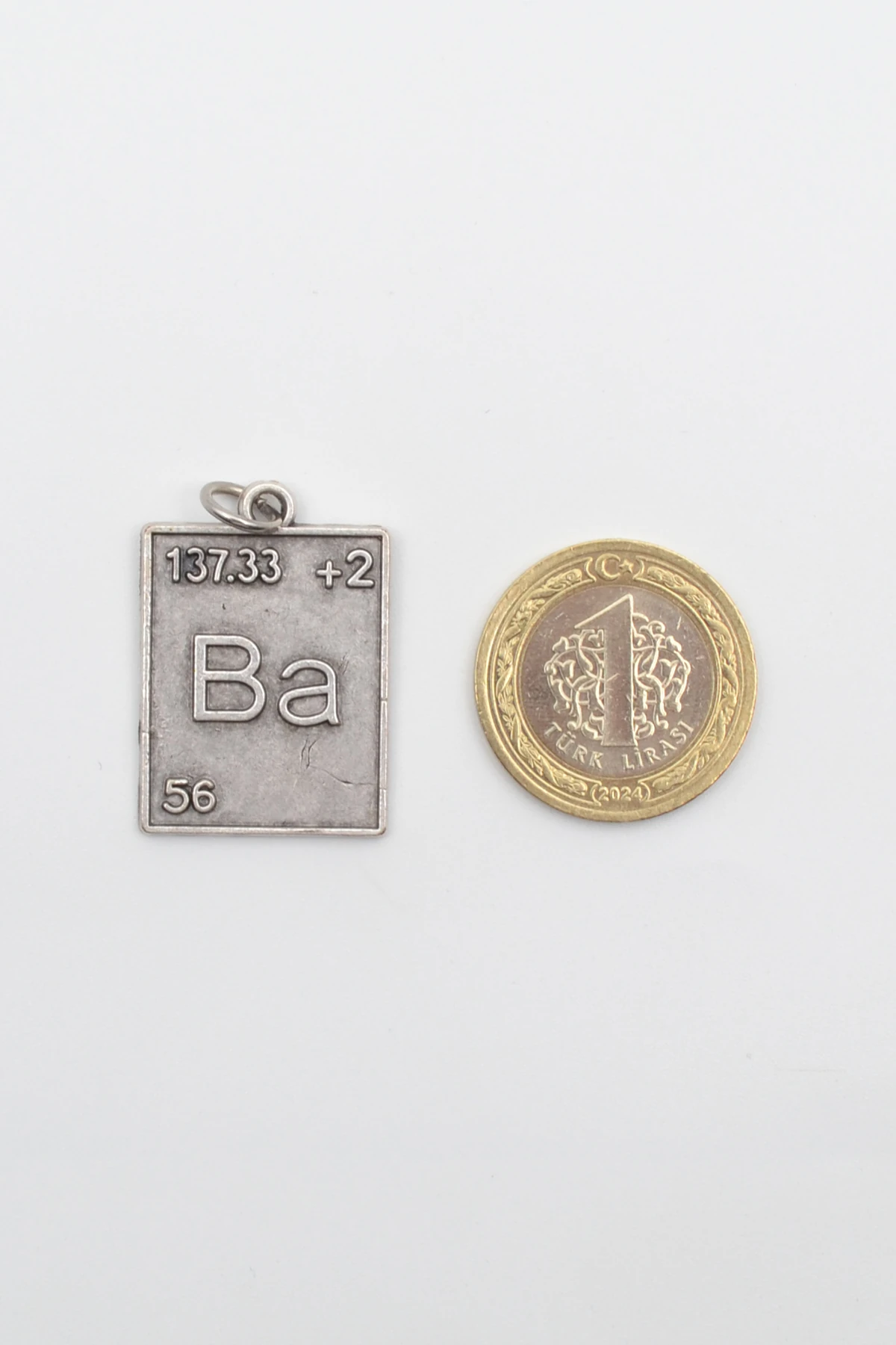 Breaking Bad Ba (Baryum) Element Kolye - Gümüş ( Silver ) Renk - 60 cm Deri İp Kolye