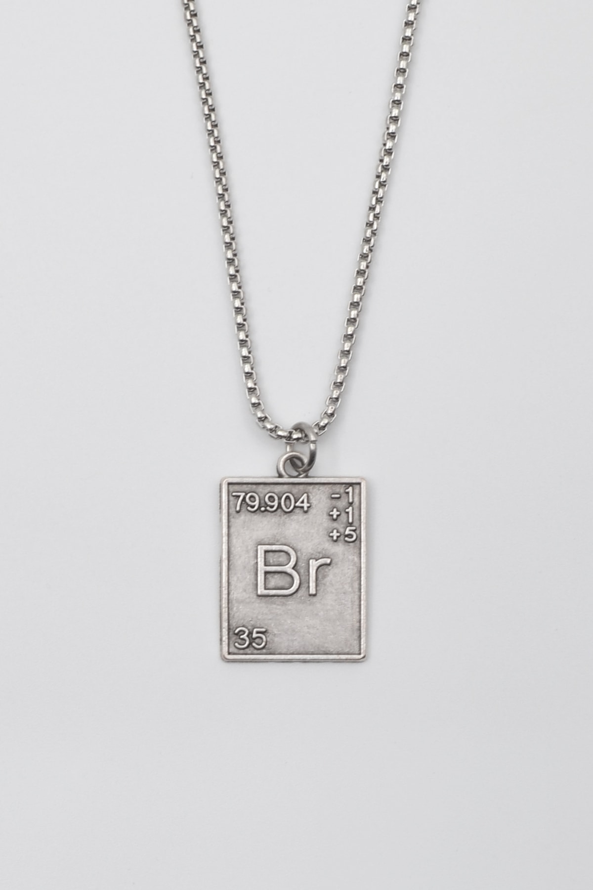 Breaking Bad Br (Brom) Element Kolye - Gümüş ( Silver ) Renk - 60 cm Örme Zincir Kolye