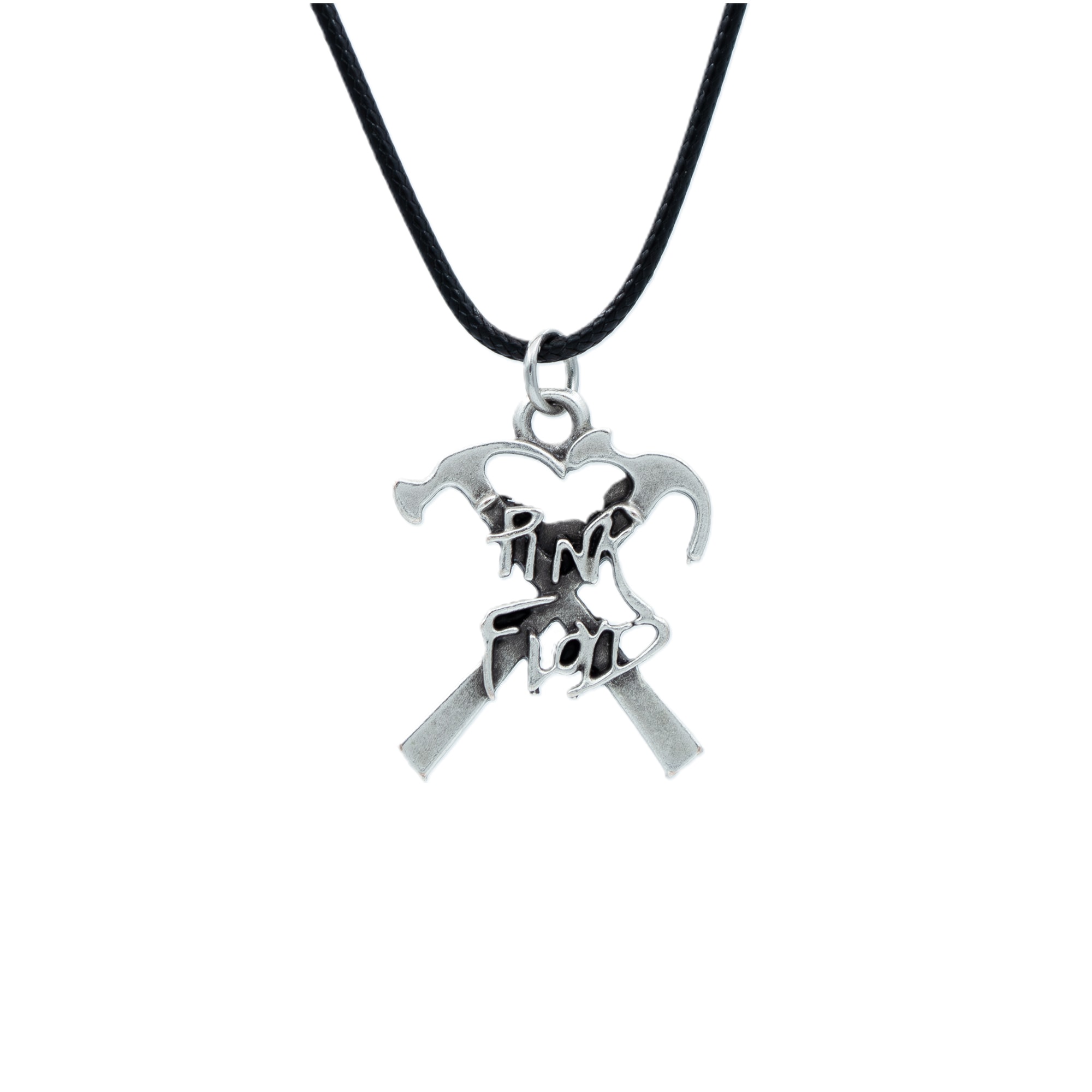 Pink Floyd Kolye - Gümüş ( Silver ) Renk - 60 cm Deri İp Kolye