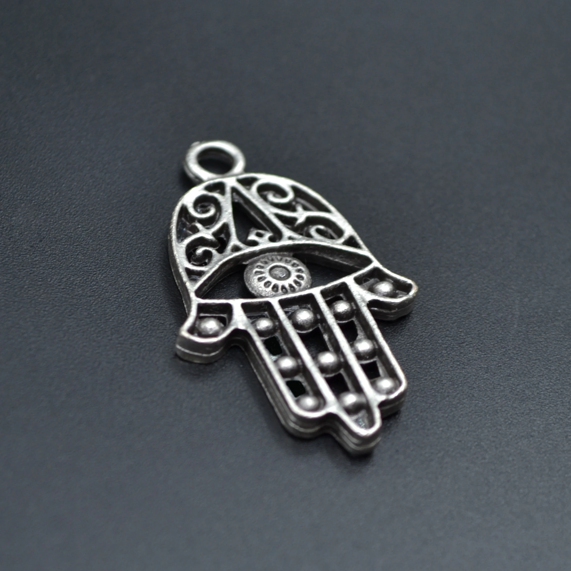 Fatma Ana Eli Kolye - Gümüş ( Silver ) Renk - 60 cm Örme Zincir Kolye