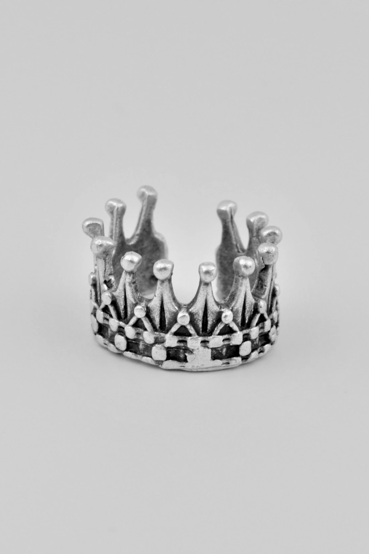 Kral Tacı Gümüş Kaplama Ayarlamalı Erkek Kadın Yüzük