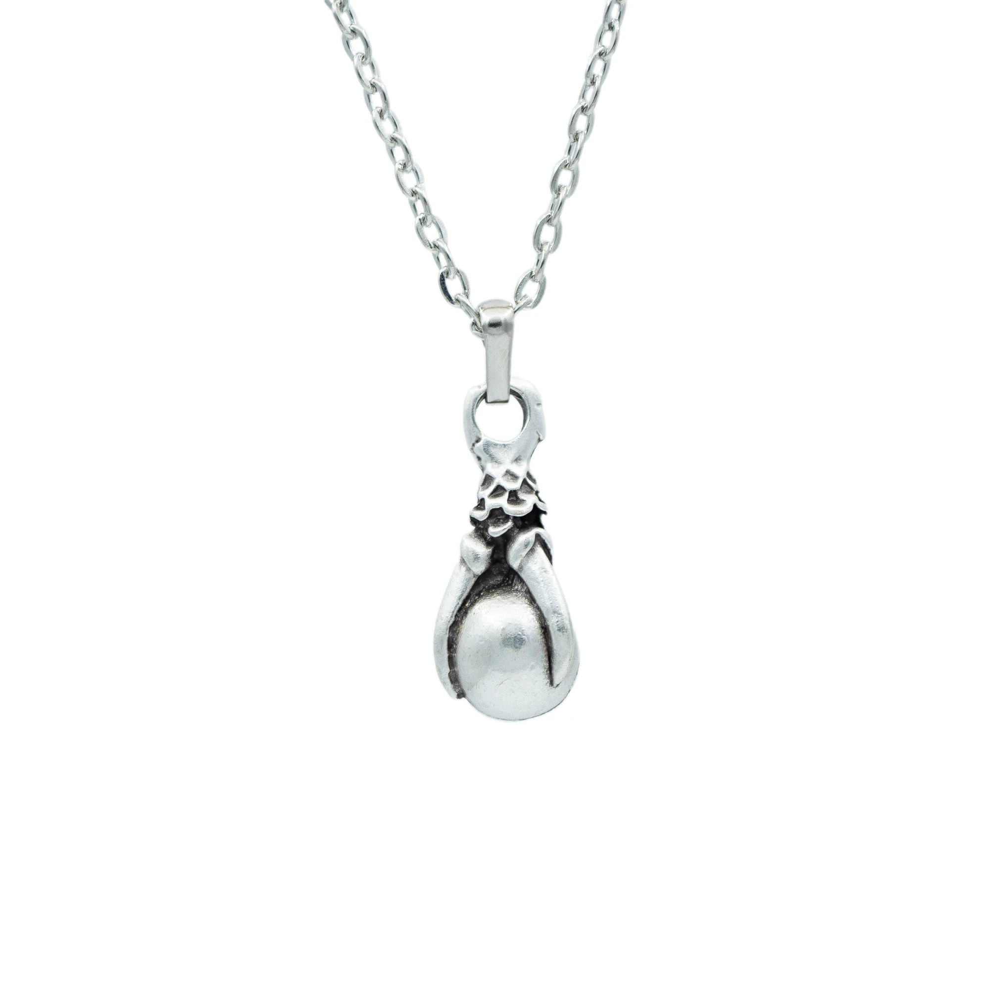 Gotik Ejderha Pençesi Kolye - Gümüş ( Silver ) Renk - 60 cm Düz Ezme Zincir Kolye