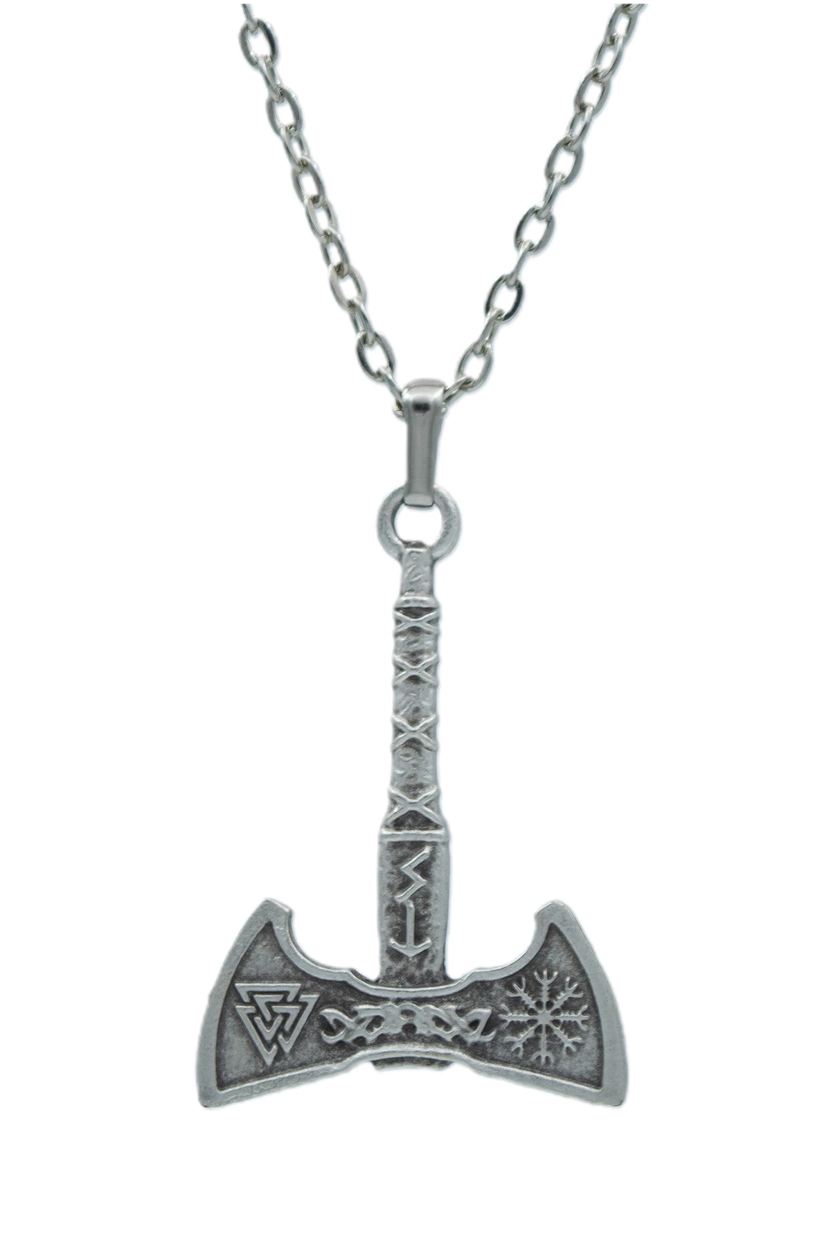 3'lü Çift Taraflı Viking Balta Beyzbol Sopası Muşta Erkek Kadın Kolye Seti