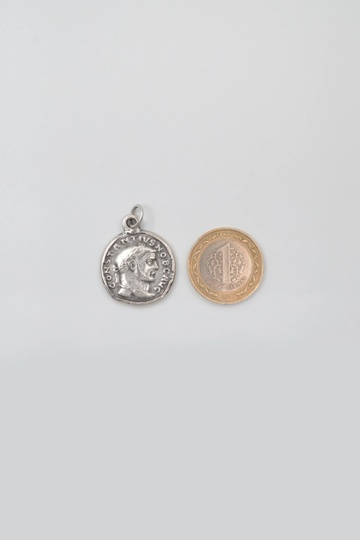 Antik Roma Dönemi Sikke Kolye Ucu - Gümüş ( Silver ) Renk