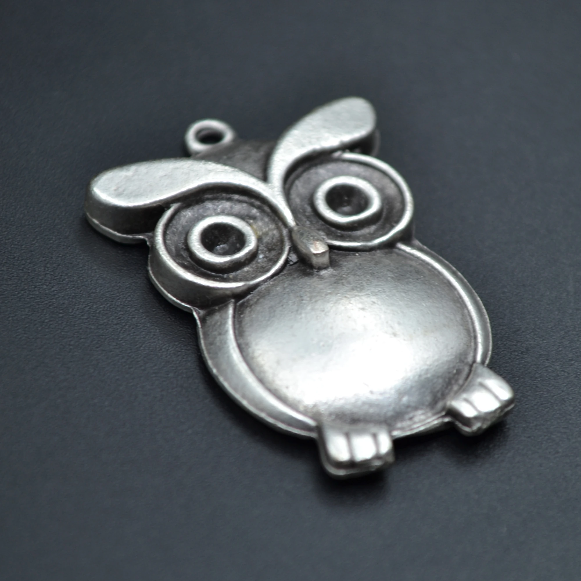 Baykuş Kolye - Gümüş ( Silver ) Renk - 60 cm Örme Zincir Kolye