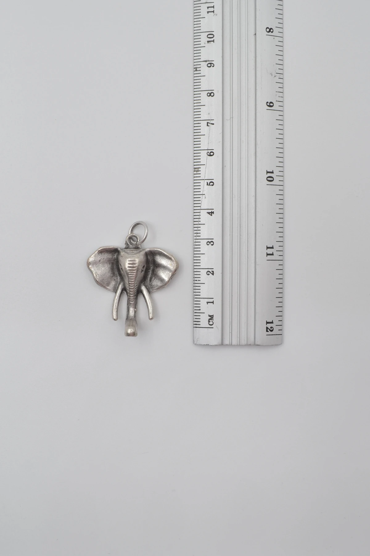 Fil Kafası KolyeSiyah Deri İp Kolye - Antik Gümüş Kaplama - Kadın Erkek - 60 cm