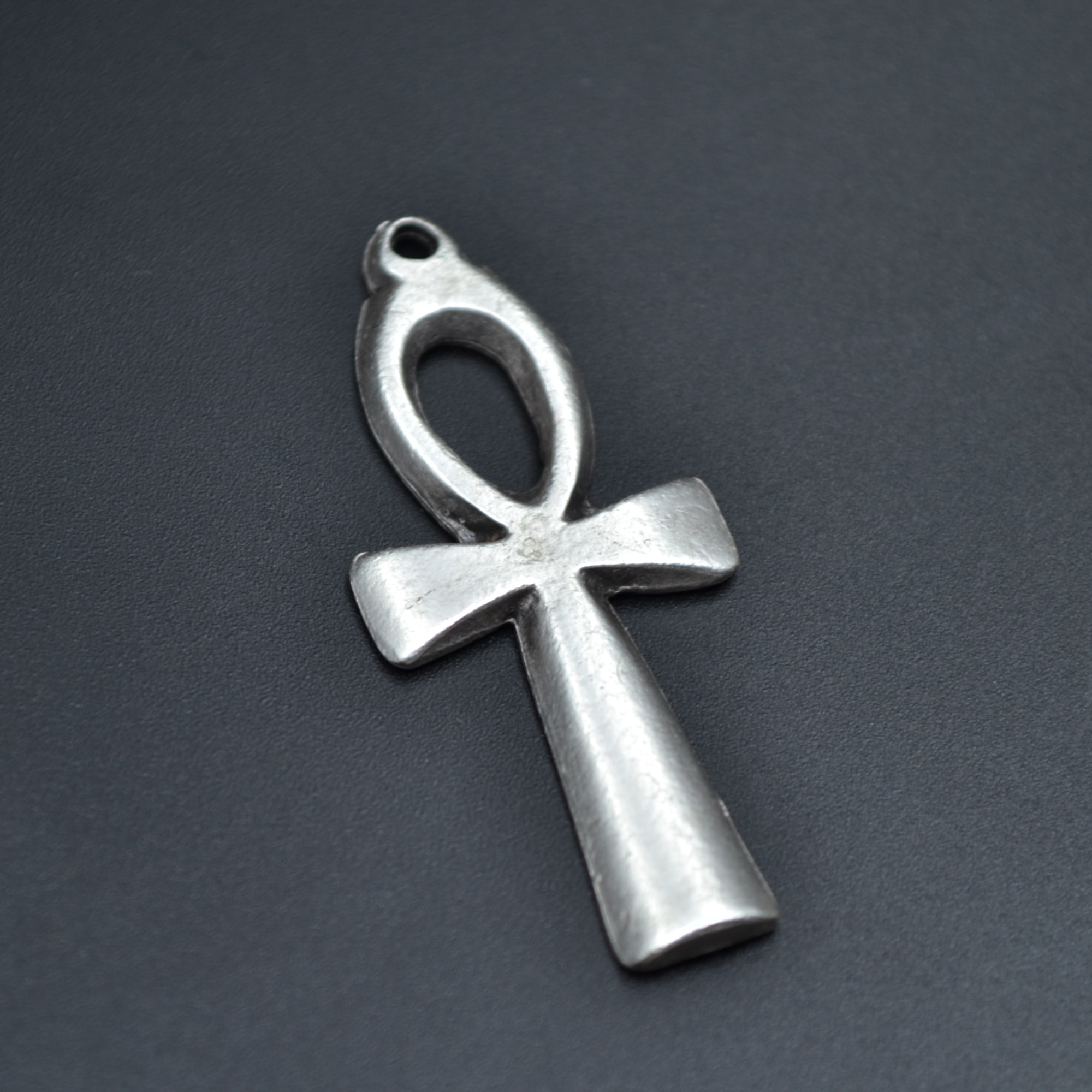 Ankh Sembolü - Nil'in Anahtarı Kolye - Gümüş ( Silver ) Renk - 60 cm Düz Ezme Zincir Kolye