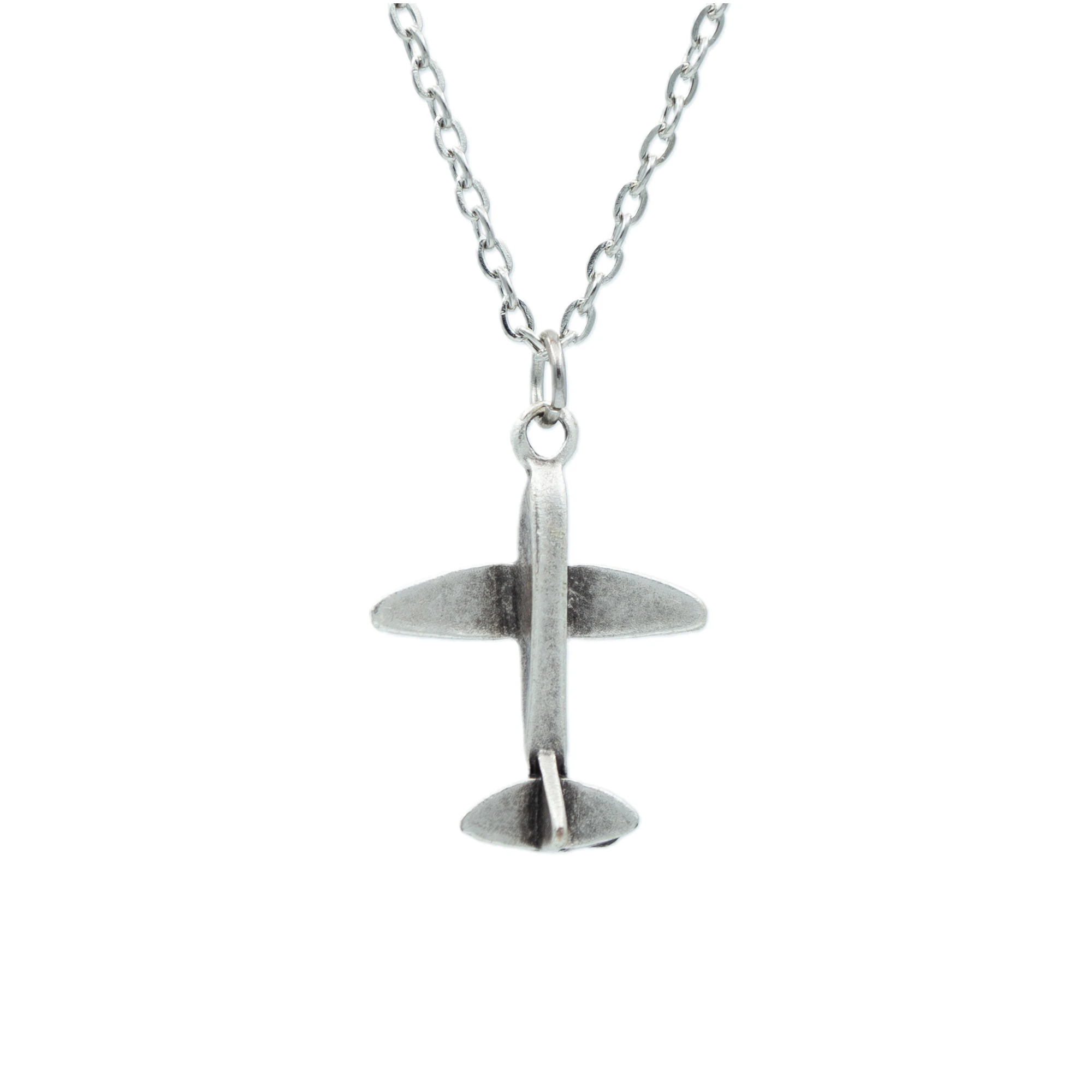 Minimal Uçak Kolye - Gümüş ( Silver ) Renk - 60 cm Düz Ezme Zincir Kolye