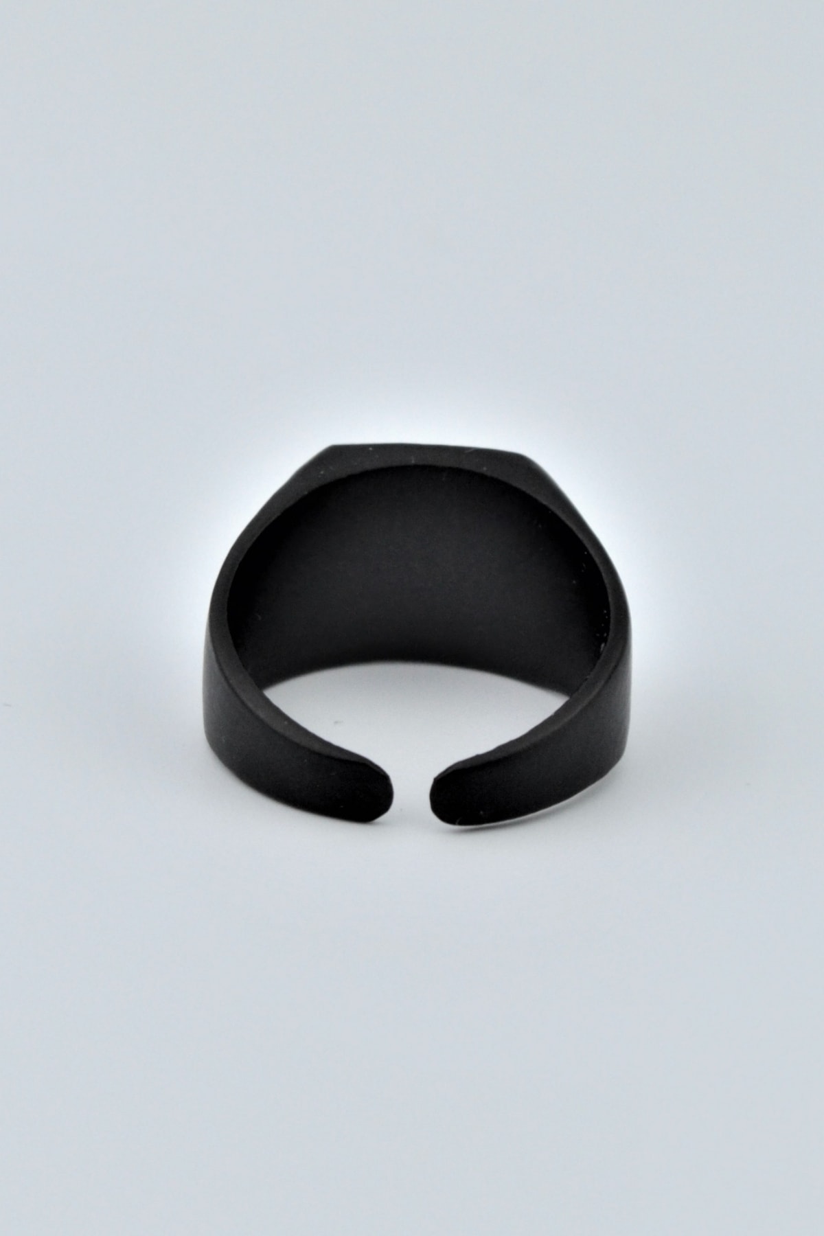 Atatürk İmzalı Kare Şovalye Mat Siyah Ayarlamalı Erkek Yüzük